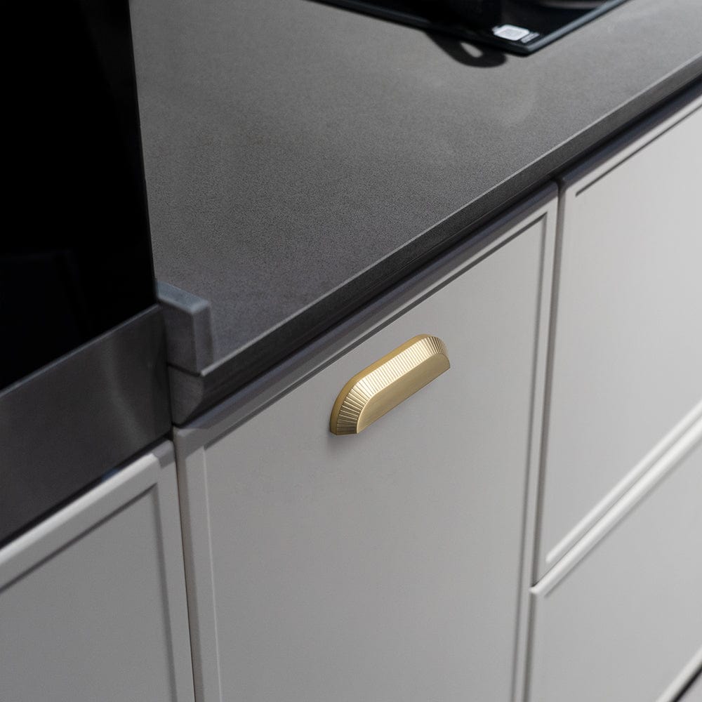 Goo-Ki Vintage Brass Half-moon Cabinet Cup Pulls Unique Grooved Texture for Home Decor