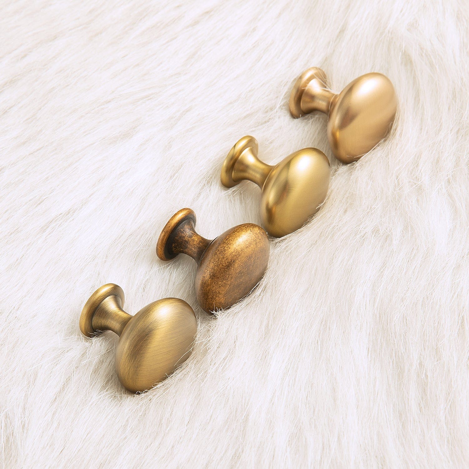 Goo-Ki Vintage Brass Mushroom Cabinet Knobs Zinc Alloy Drawer Handles for Kitchen Cupboard