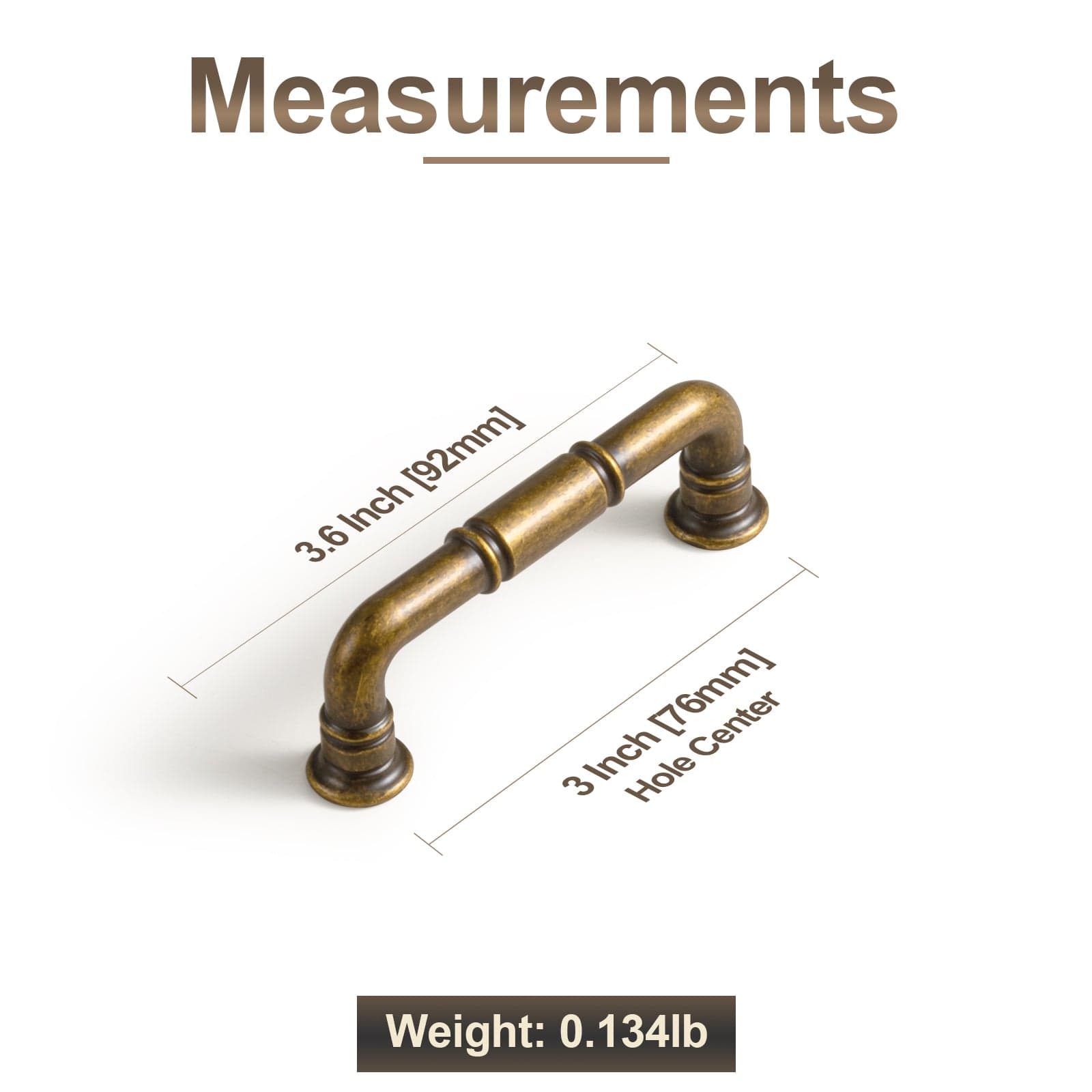 Goo-Ki Vintage Brass Pipe Style Cabinet Handles for Modern - Rustic Interiors