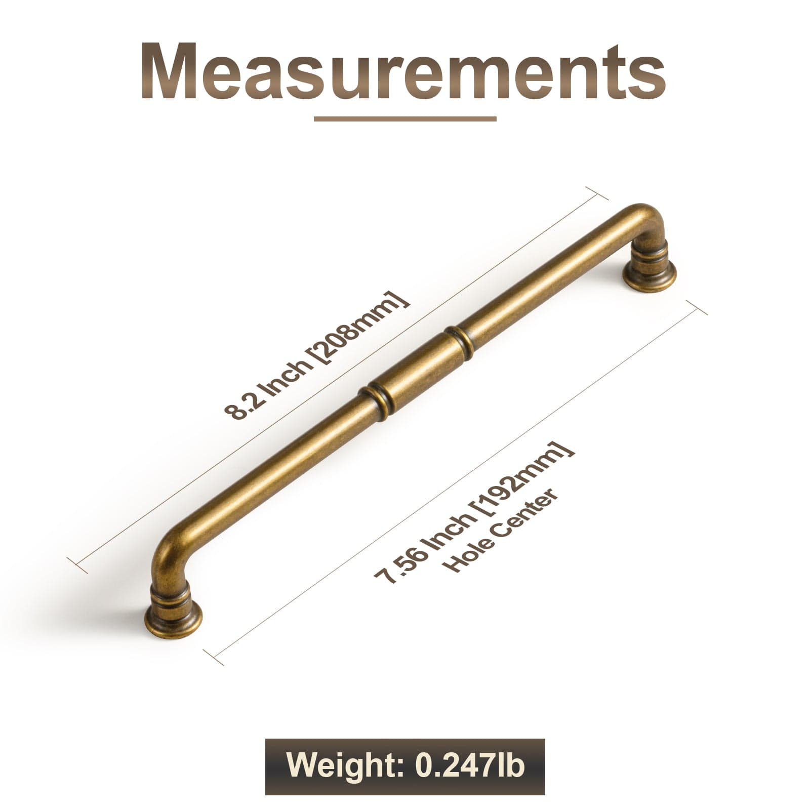 Goo-Ki Vintage Brass Pipe Style Cabinet Handles for Modern - Rustic Interiors