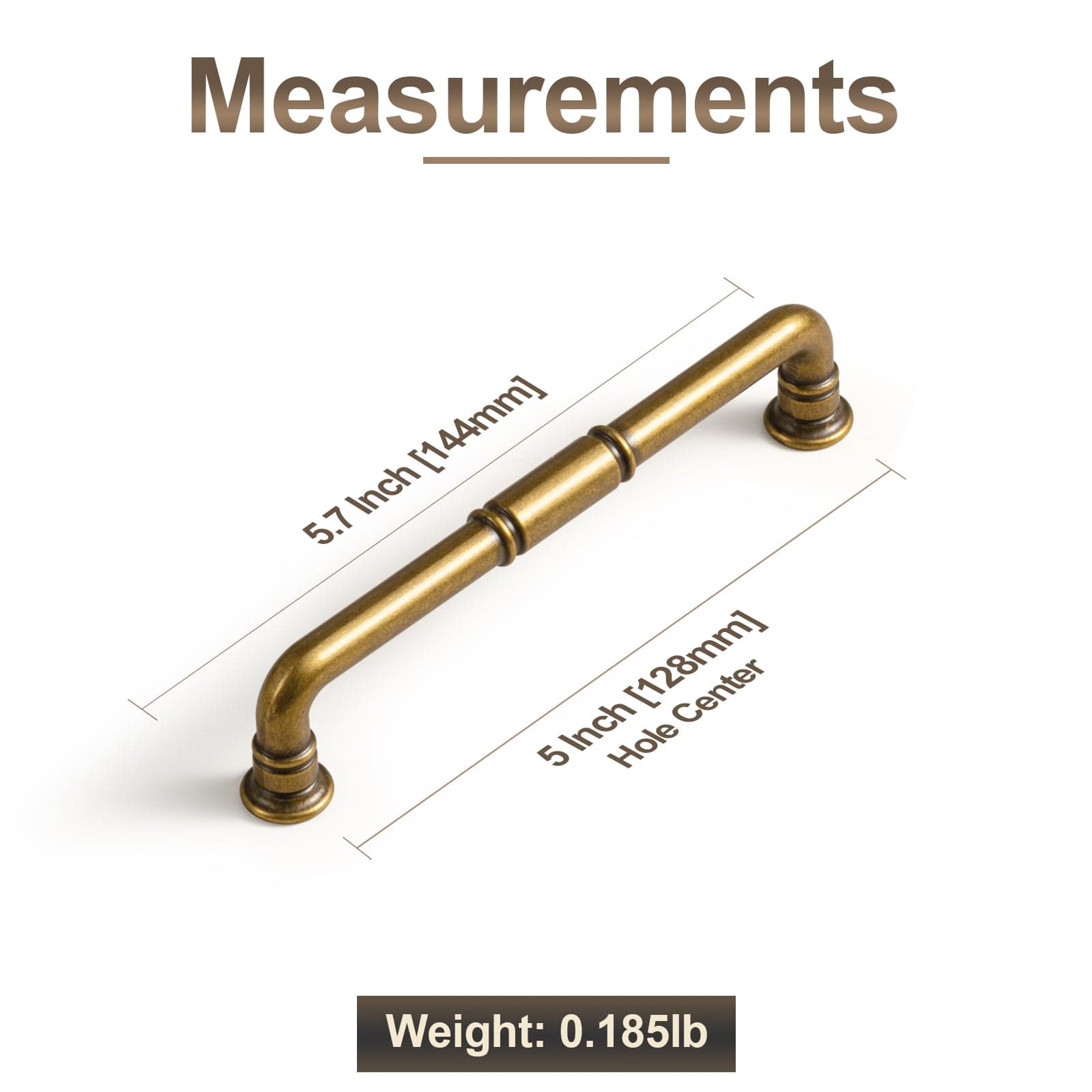 Goo-Ki Vintage Brass Pipe Style Cabinet Handles for Modern - Rustic Interiors