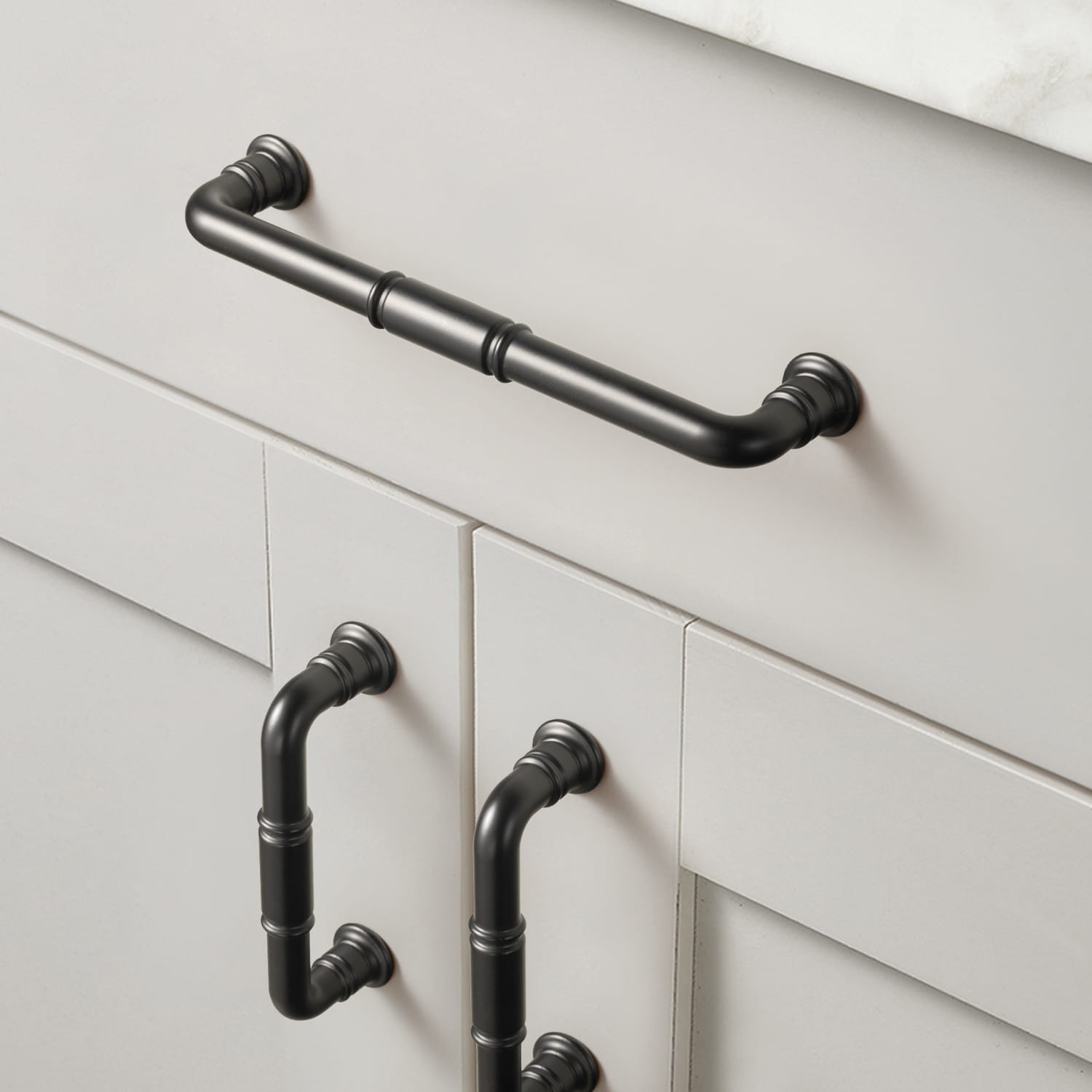 Goo-Ki Vintage Brass Pipe Style Cabinet Handles for Modern - Rustic Interiors