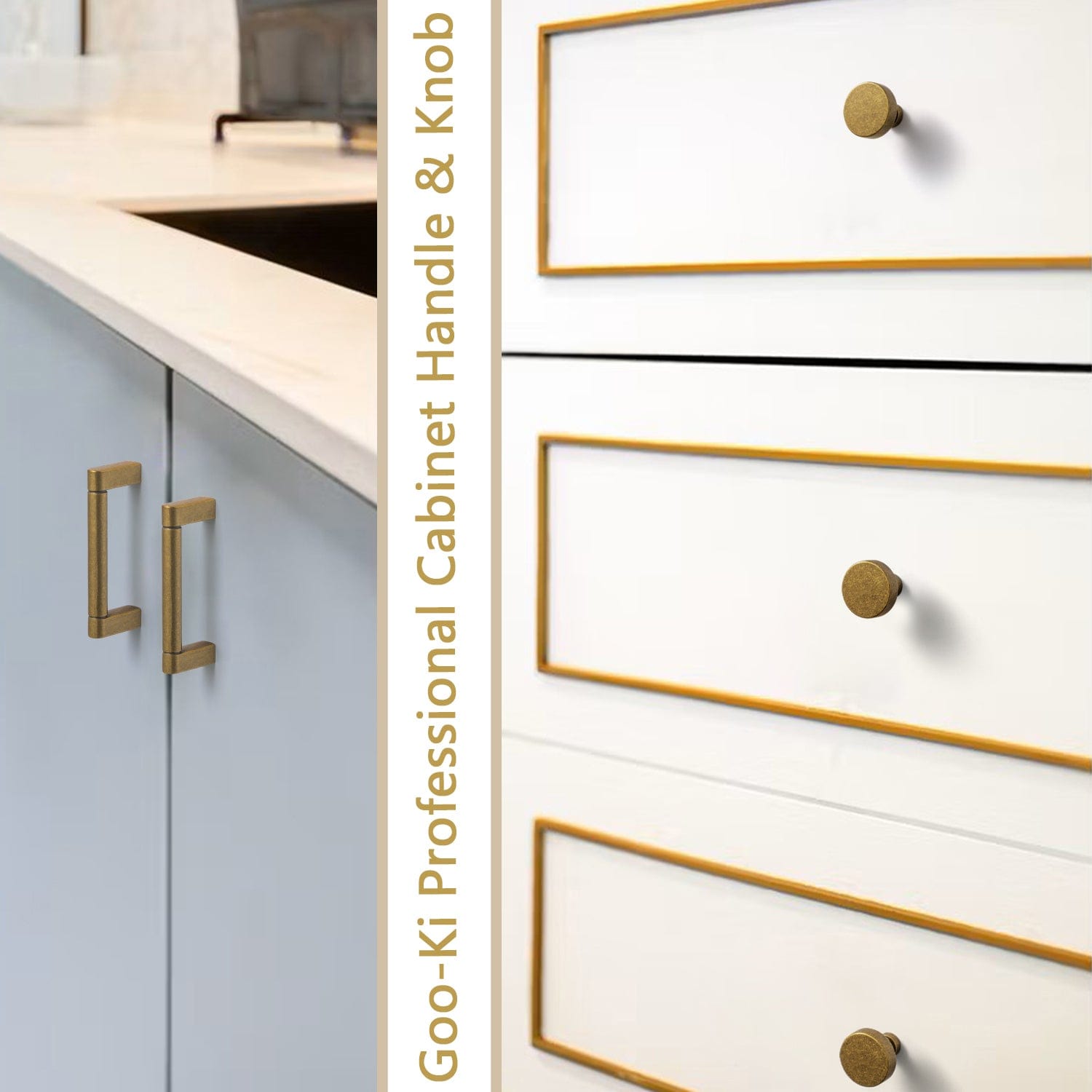 Goo-Ki Vintage Brass Zinc Alloy Cabinet Knob with Back Plate Single Hole Center Kitchen Hardware
