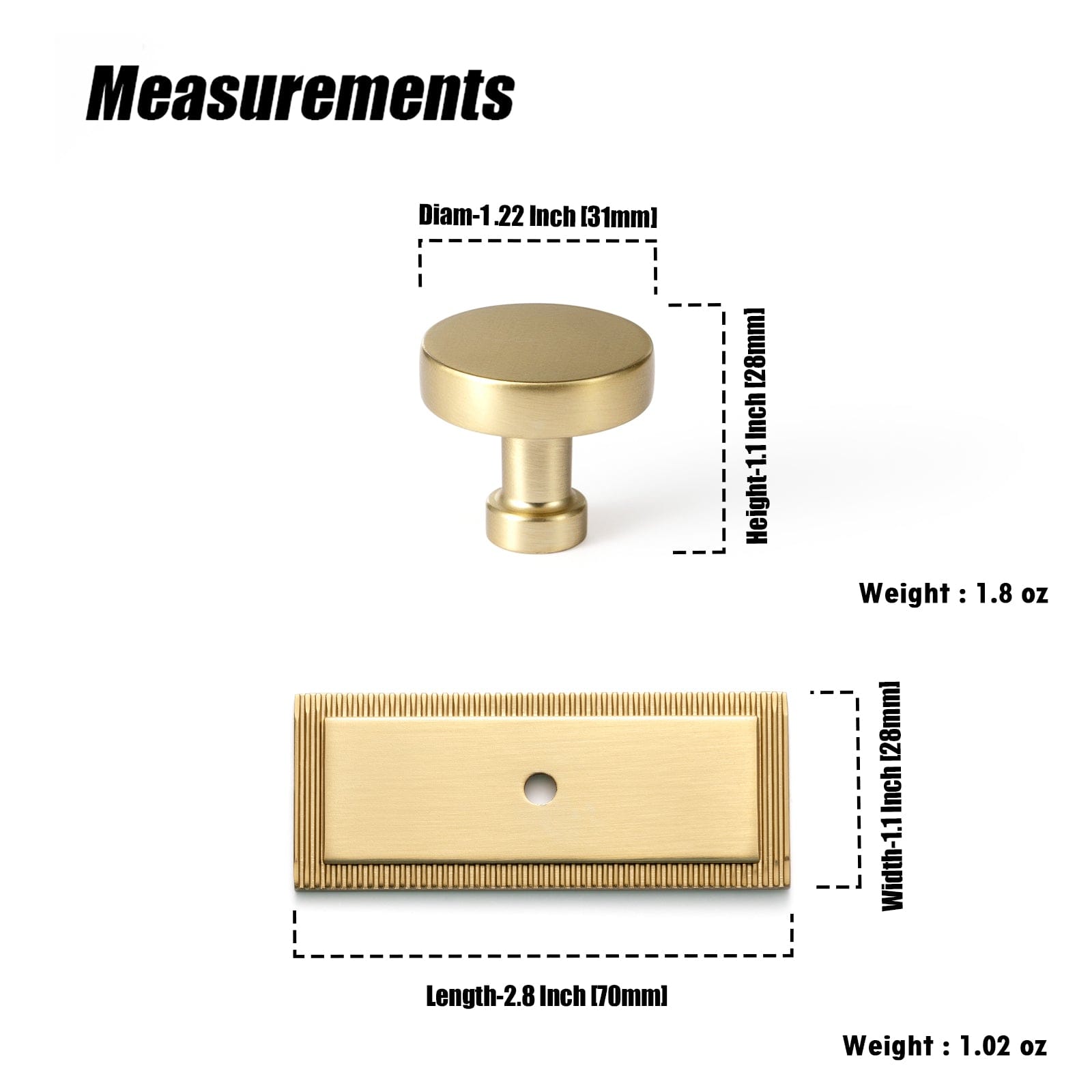 Goo-Ki Vintage Brass Zinc Alloy Cabinet Knob with Back Plate Single Hole Center Kitchen Hardware