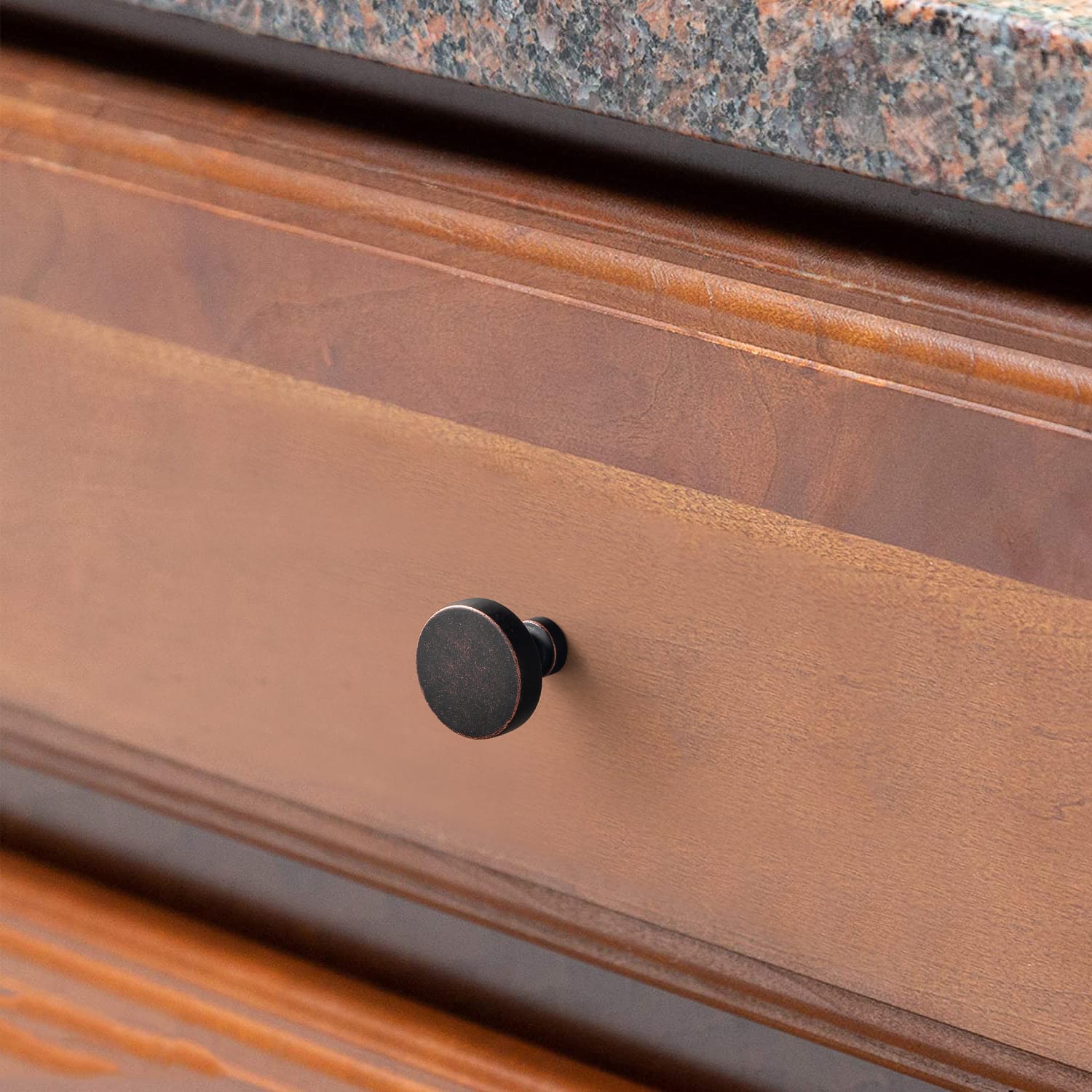 Goo-Ki Vintage Brass Zinc Alloy Cabinet Knob with Back Plate Single Hole Center Kitchen Hardware