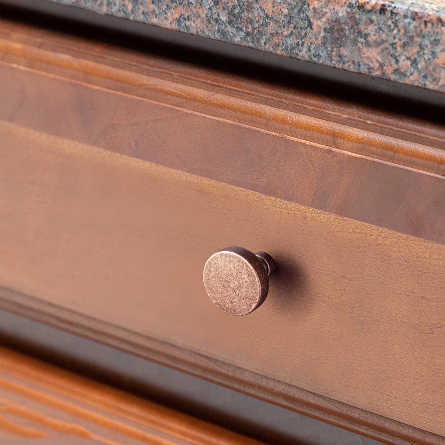 Goo-Ki Vintage Brass Zinc Alloy Cabinet Knob with Back Plate Single Hole Center Kitchen Hardware