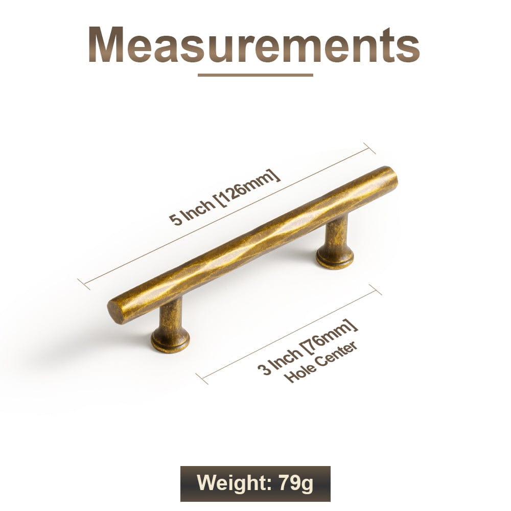 Goo-Ki Vintage Brass Zinc Alloy Twisted Texture Cabinet Pulls - Kitchen Cupboard Dresser Handles