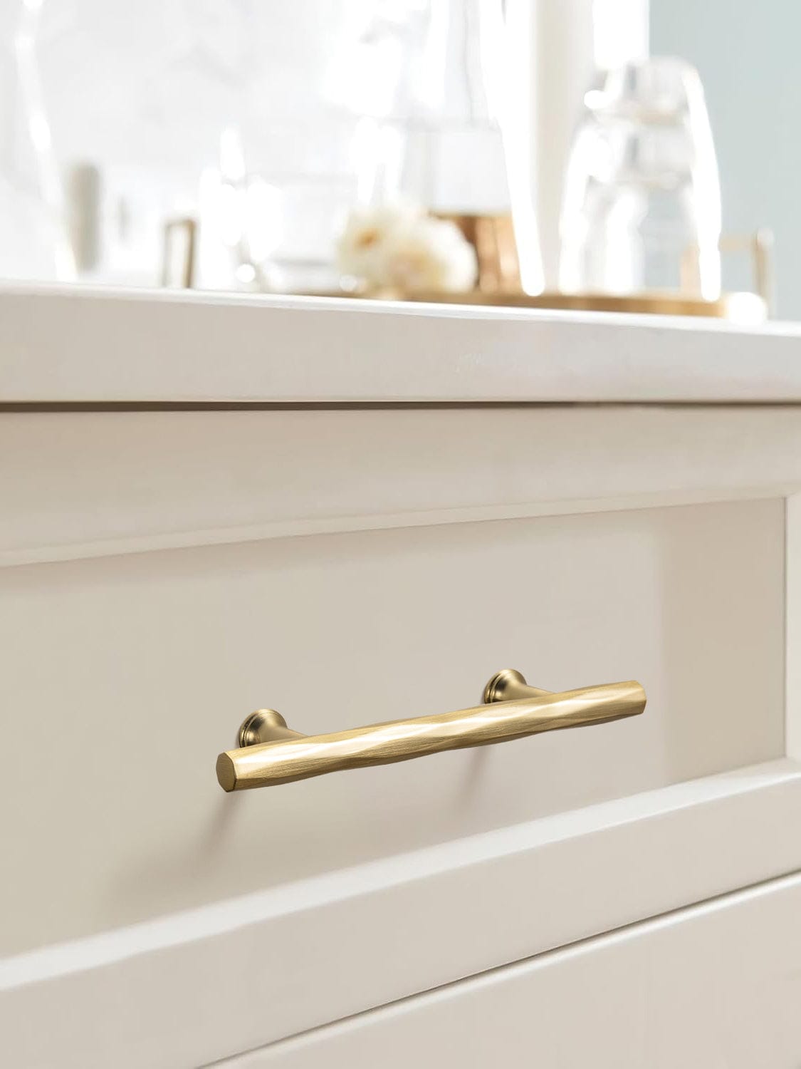 Goo-Ki Vintage Brass Zinc Alloy Twisted Texture Cabinet Pulls - Kitchen Cupboard Dresser Handles