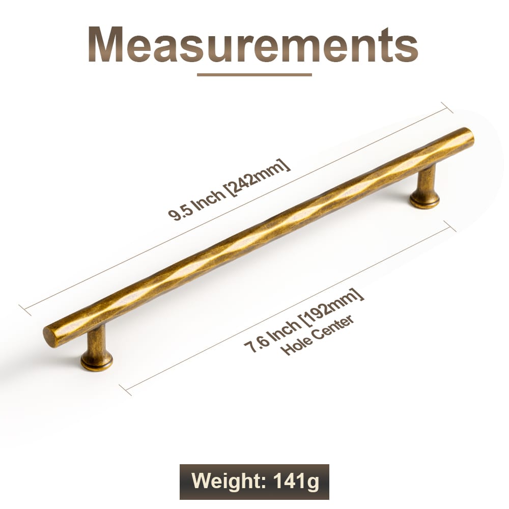 Goo-Ki Vintage Brass Zinc Alloy Twisted Texture Cabinet Pulls - Kitchen Cupboard Dresser Handles
