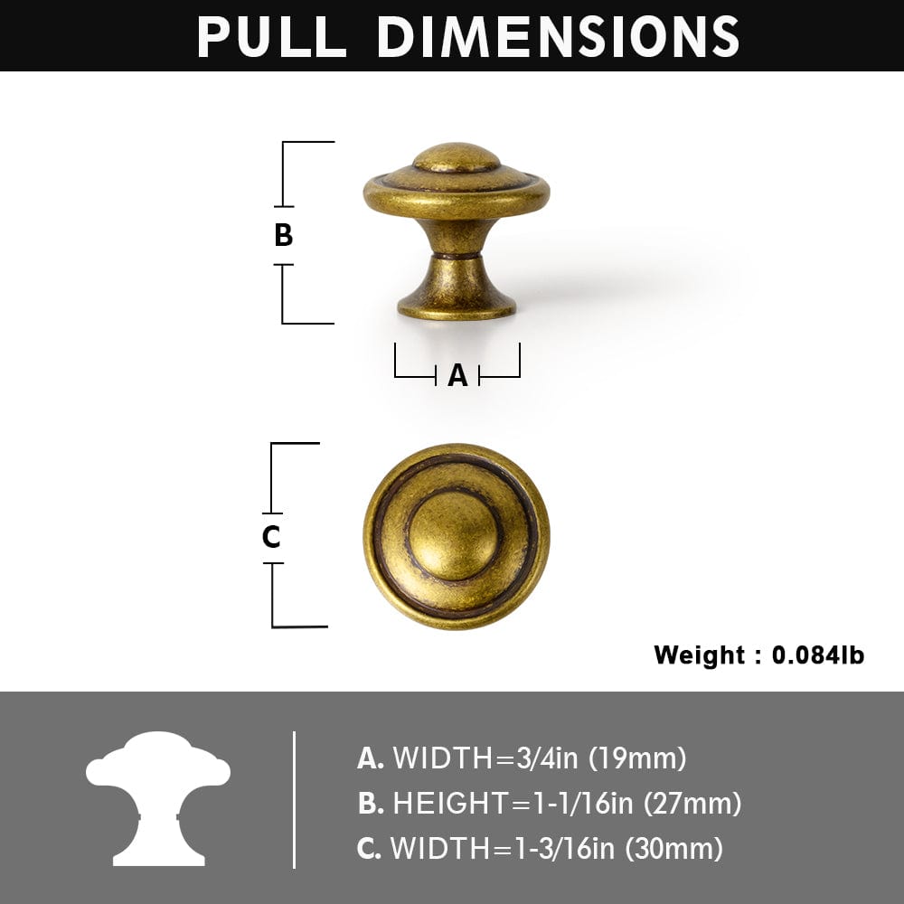 Goo-Ki Vintage Decorative Cabinet Knobs with Layered Concentric Ring Design for Classic Kitchen Drawer