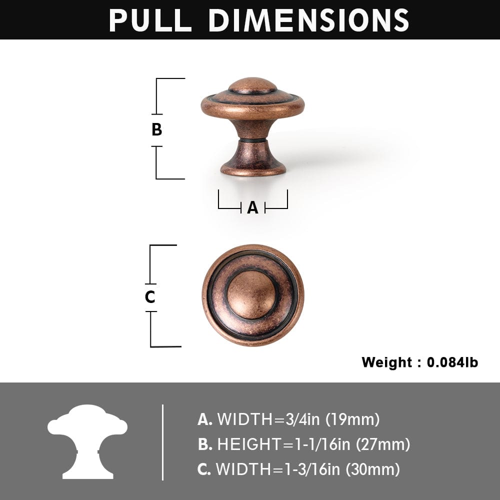 Goo-Ki Vintage Decorative Cabinet Knobs with Layered Concentric Ring Design for Classic Kitchen Drawer