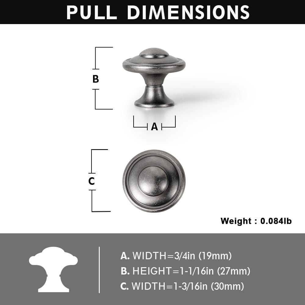 Goo-Ki Vintage Decorative Cabinet Knobs with Layered Concentric Ring Design for Classic Kitchen Drawer