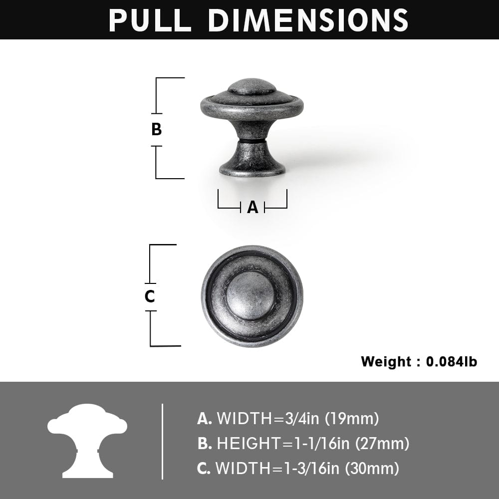 Goo-Ki Vintage Decorative Cabinet Knobs with Layered Concentric Ring Design for Classic Kitchen Drawer