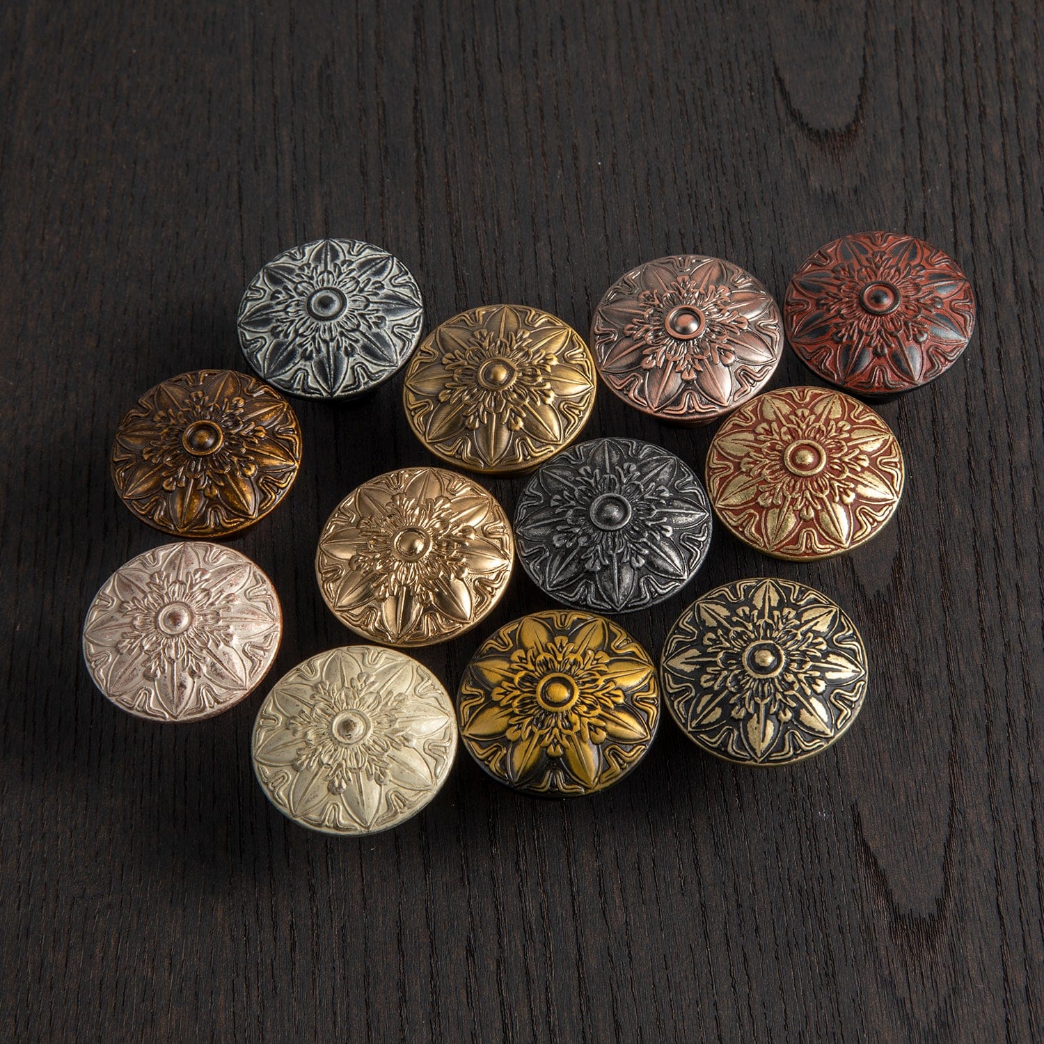 Goo-Ki Vintage Floral Embossed Cabinet Knobs Assorted Distressed Zinc Alloy Furniture Hardware