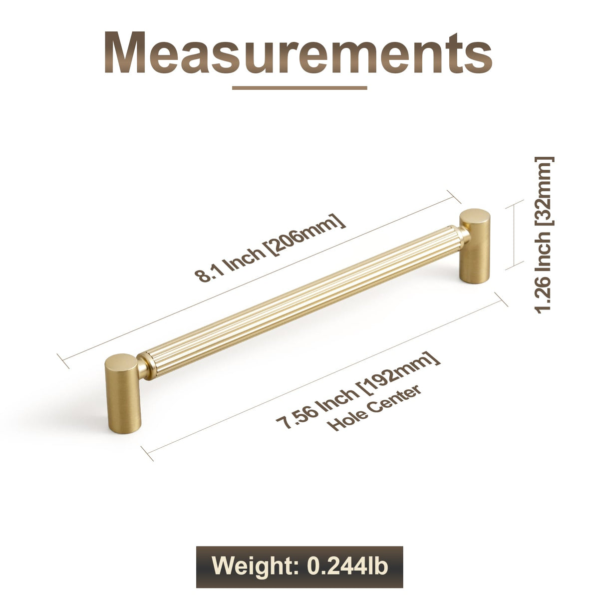 Goo-Ki Vintage Fluted Cabinet Pull Handles, Aluminum Grip Rail with Zinc Alloy End Caps Drawer Bar Pulls for Kitchen Cabinet