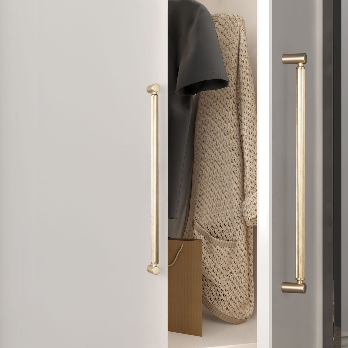 Goo-Ki Vintage Fluted Cabinet Pull Handles, Aluminum Grip Rail with Zinc Alloy End Caps Drawer Bar Pulls for Kitchen Cabinet