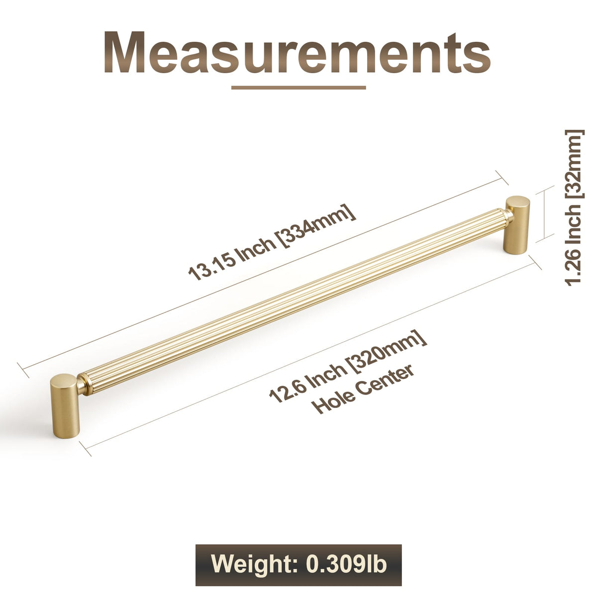 Goo-Ki Vintage Fluted Cabinet Pull Handles, Aluminum Grip Rail with Zinc Alloy End Caps Drawer Bar Pulls for Kitchen Cabinet