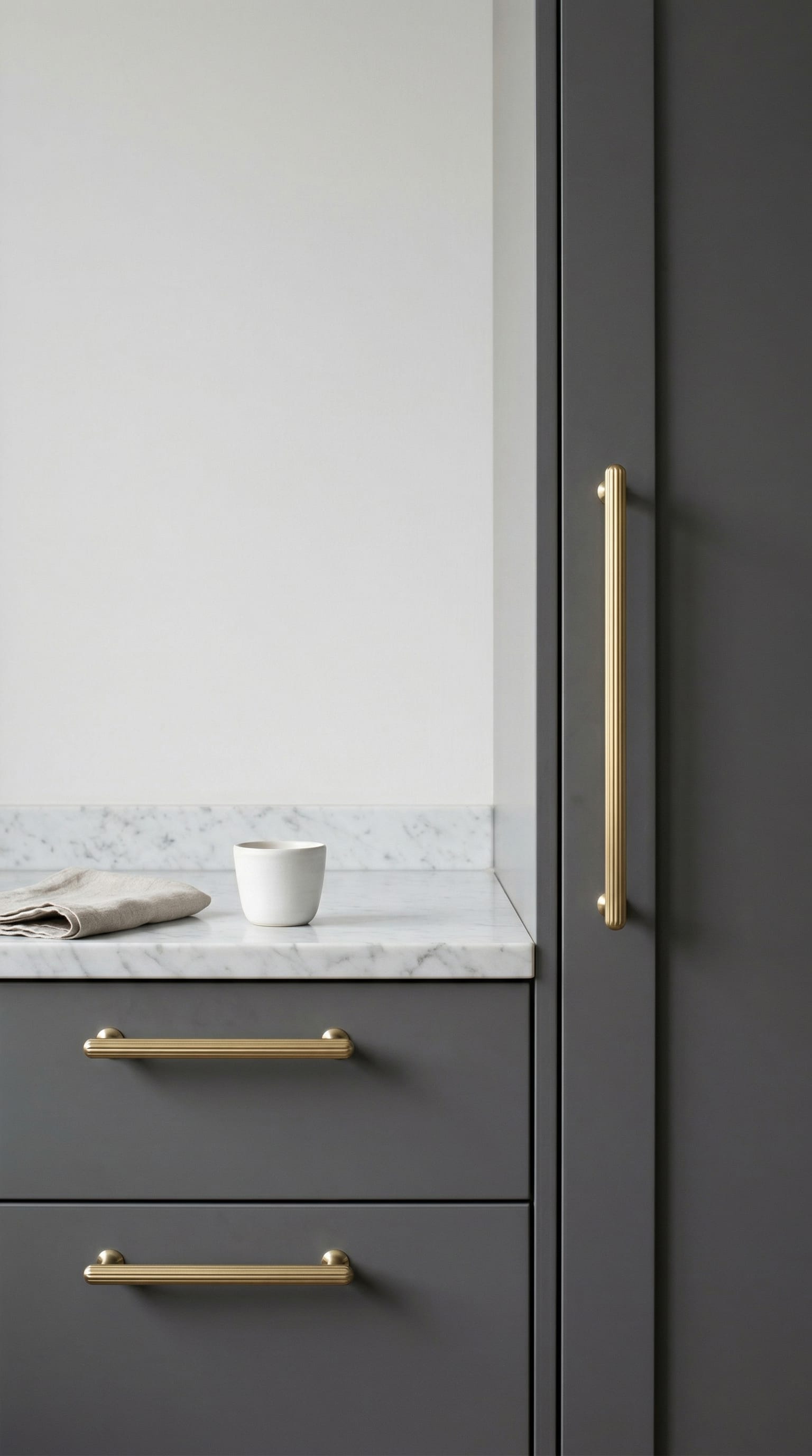 Goo-Ki Vintage Fluted Cabinet Pull Handles Zinc Alloy Ribbed Drawer Bar Pull for Kitchen Cupboard Bathroom Vanity