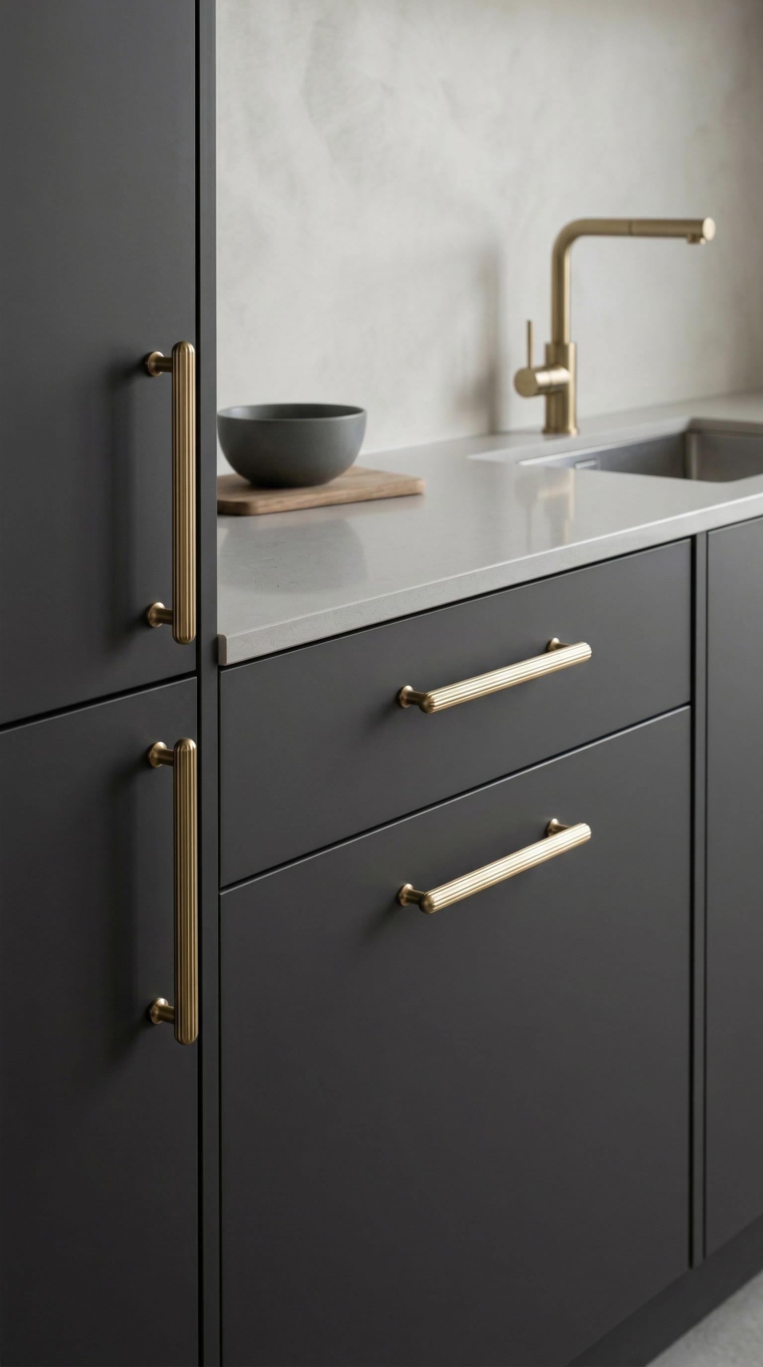 Goo-Ki Vintage Fluted Cabinet Pull Handles Zinc Alloy Ribbed Drawer Bar Pull for Kitchen Cupboard Bathroom Vanity
