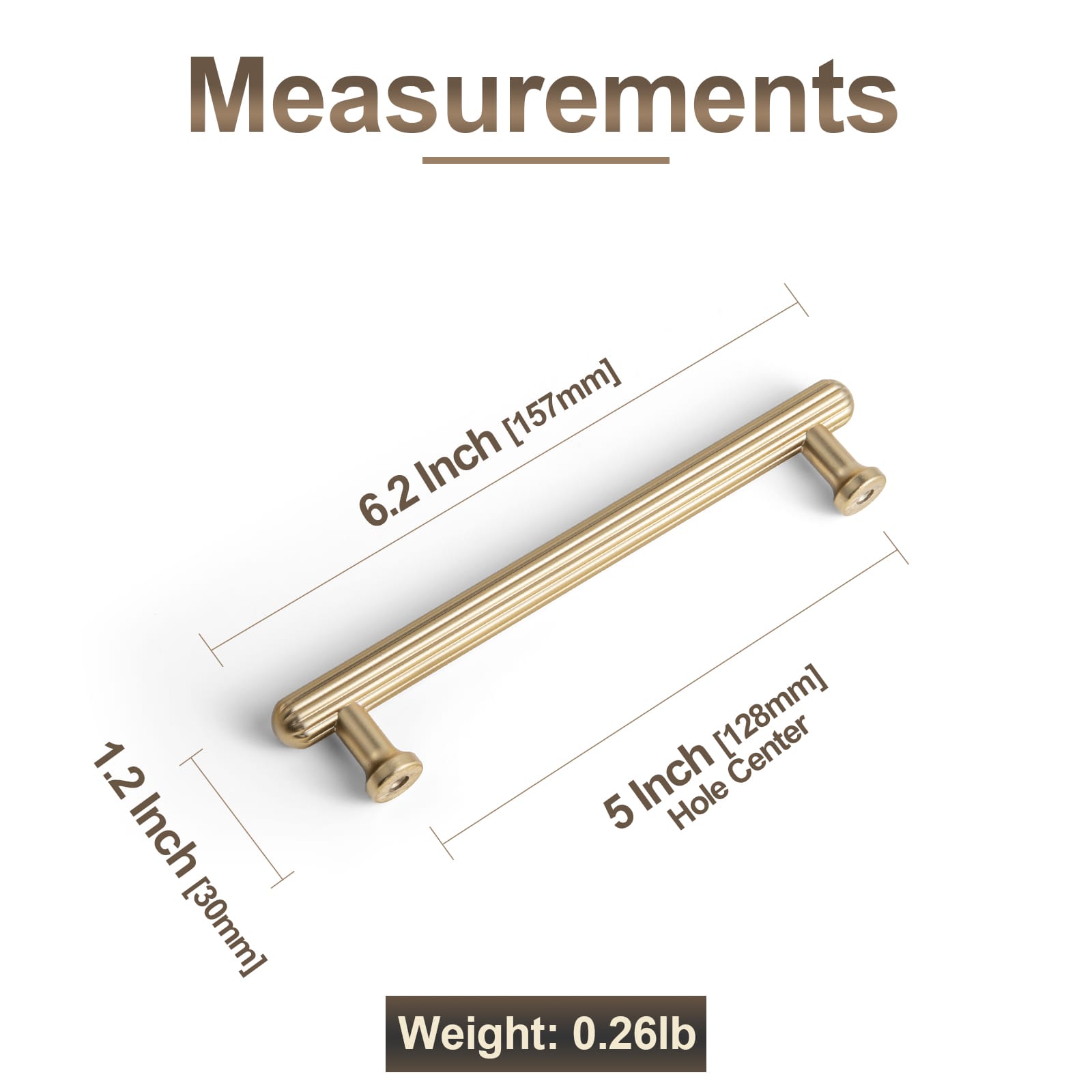 Goo-Ki Vintage Fluted Cabinet Pull Handles Zinc Alloy Ribbed Drawer Bar Pull for Kitchen Cupboard Bathroom Vanity