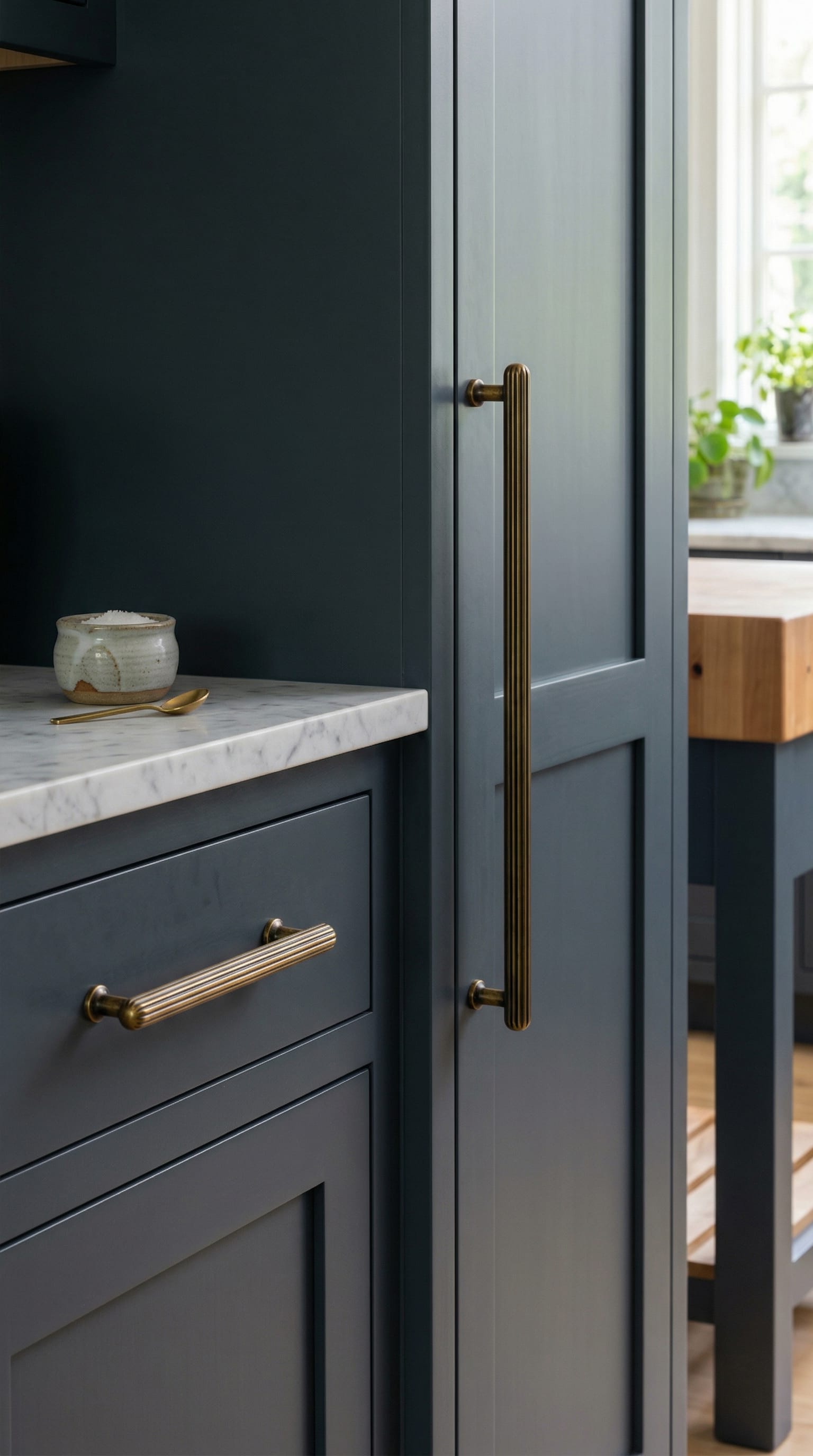 Goo-Ki Vintage Fluted Cabinet Pull Handles Zinc Alloy Ribbed Drawer Bar Pull for Kitchen Cupboard Bathroom Vanity