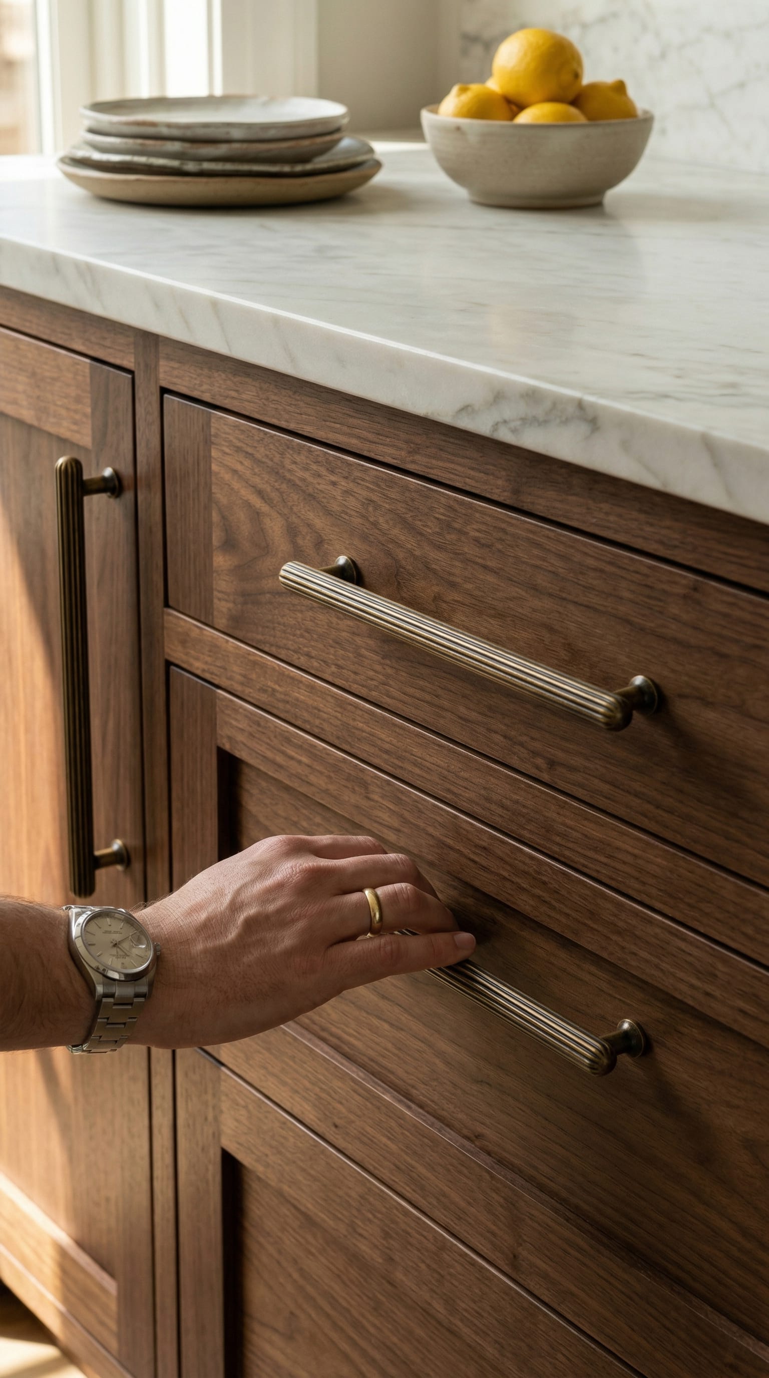 Goo-Ki Vintage Fluted Cabinet Pull Handles Zinc Alloy Ribbed Drawer Bar Pull for Kitchen Cupboard Bathroom Vanity
