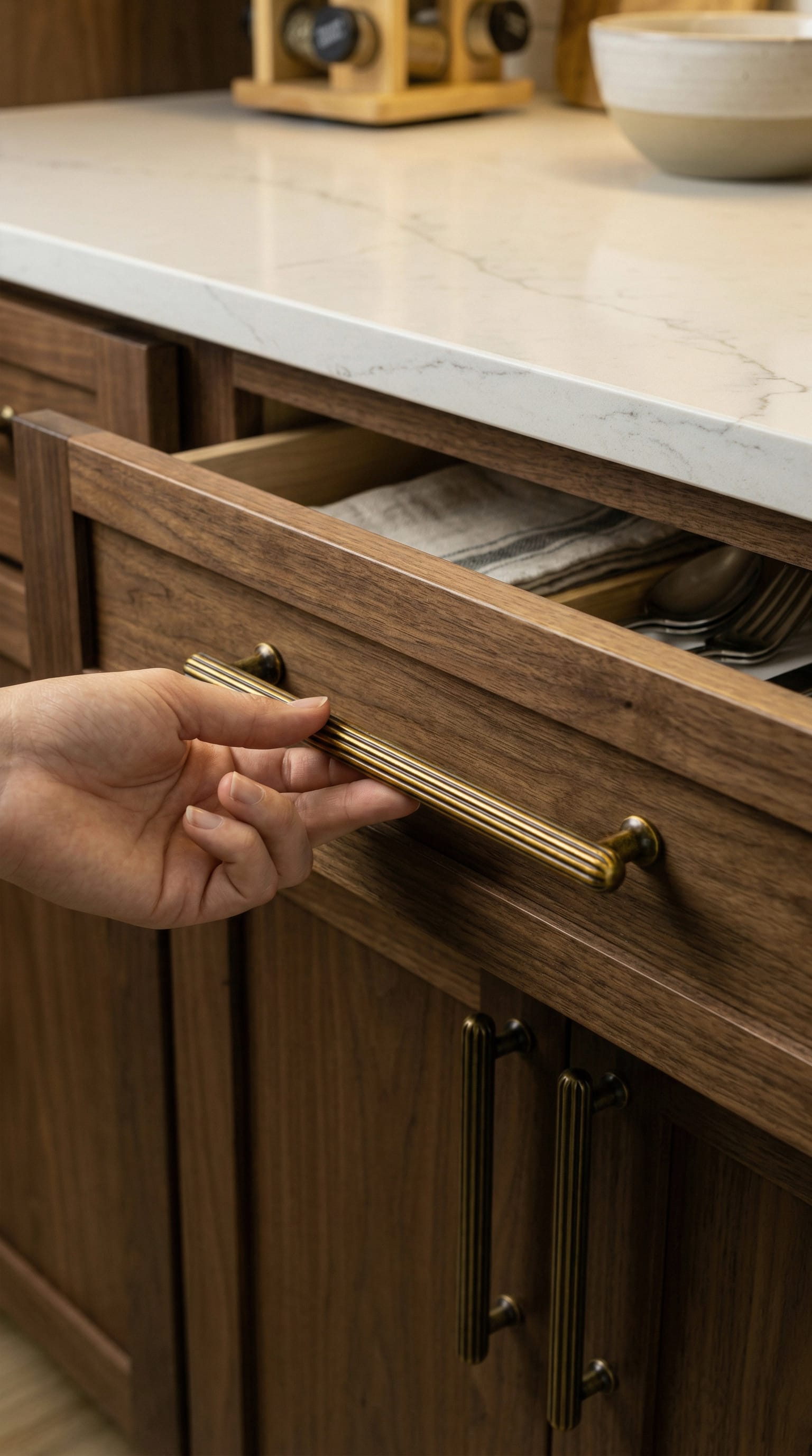 Goo-Ki Vintage Fluted Cabinet Pull Handles Zinc Alloy Ribbed Drawer Bar Pull for Kitchen Cupboard Bathroom Vanity