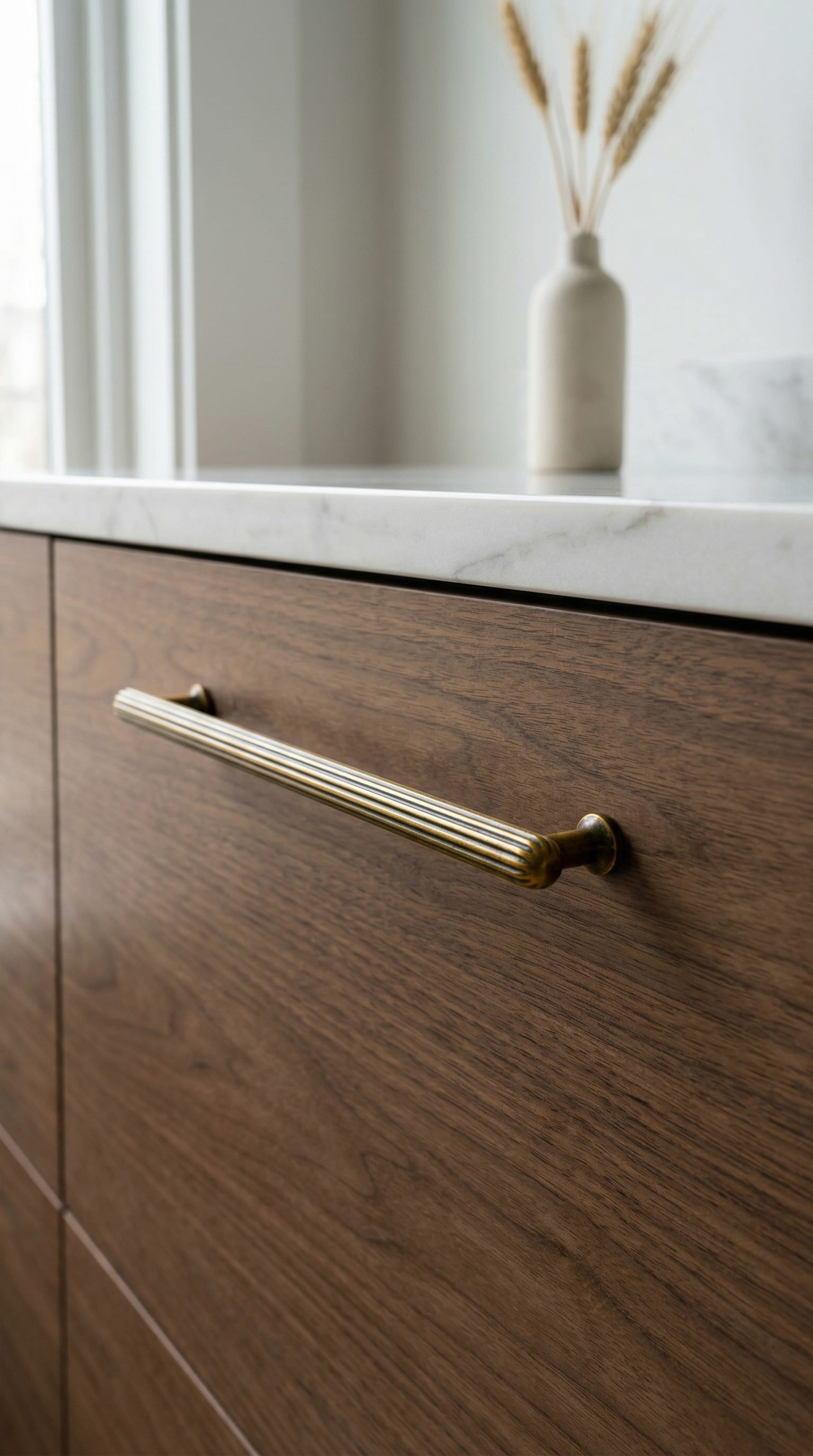 Goo-Ki Vintage Fluted Cabinet Pull Handles Zinc Alloy Ribbed Drawer Bar Pull for Kitchen Cupboard Bathroom Vanity