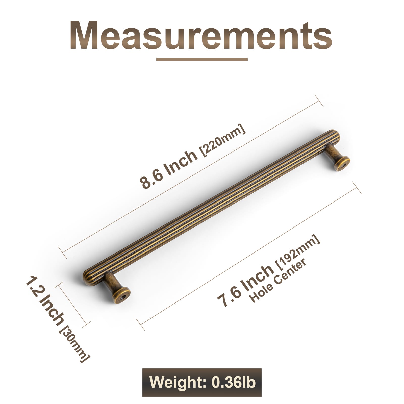 Goo-Ki Vintage Fluted Cabinet Pull Handles Zinc Alloy Ribbed Drawer Bar Pull for Kitchen Cupboard Bathroom Vanity