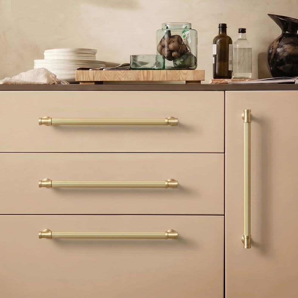 Goo-Ki Vintage Fluted Vintage Cabinet Pulls Textured Vertical Striped Bar Pulls for Kitchen Cabinets