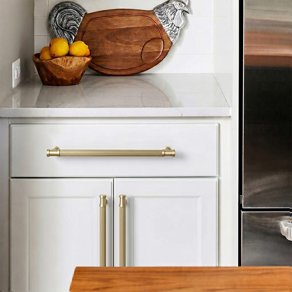 Goo-Ki Vintage Fluted Vintage Cabinet Pulls Textured Vertical Striped Bar Pulls for Kitchen Cabinets