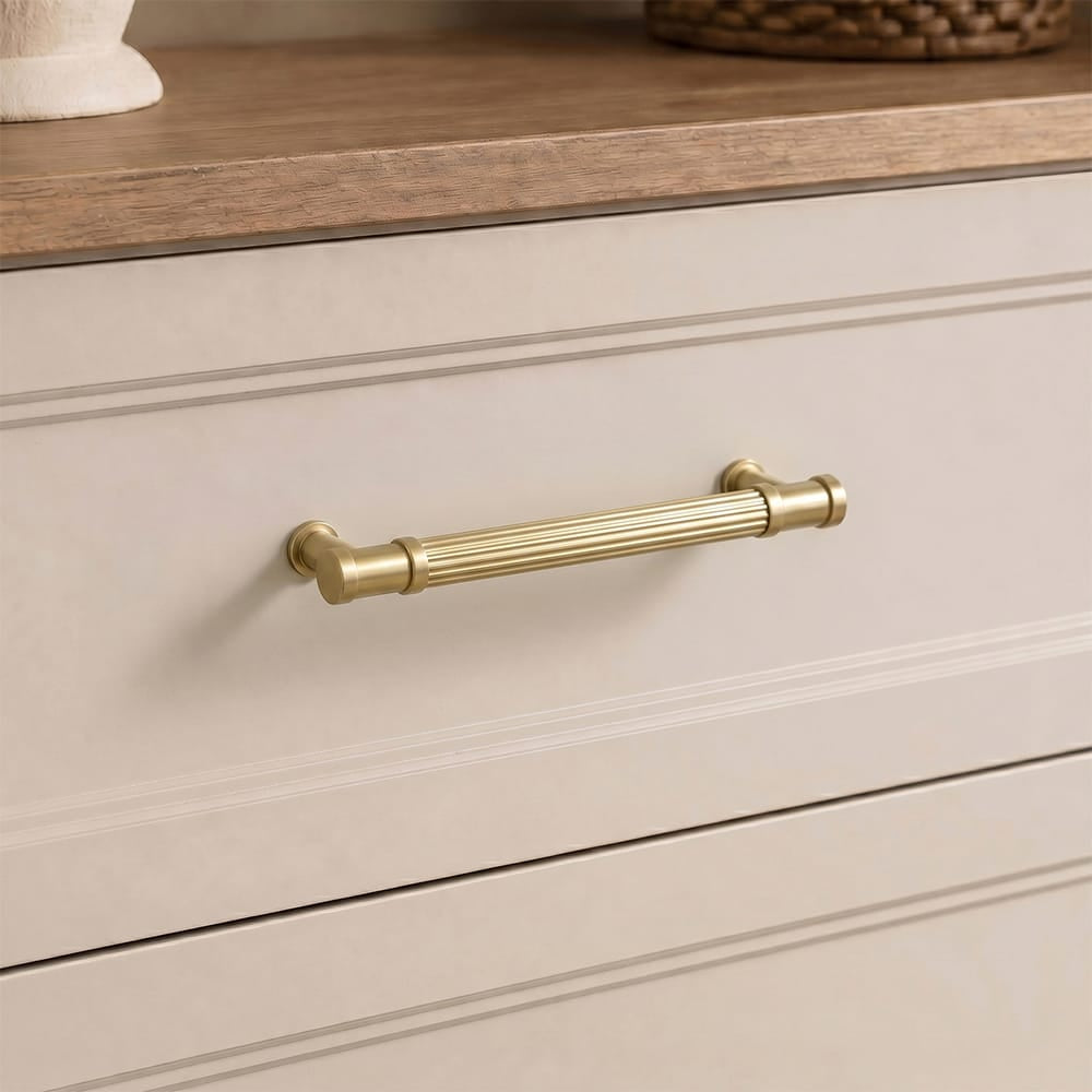 Goo-Ki Vintage Fluted Vintage Cabinet Pulls Textured Vertical Striped Bar Pulls for Kitchen Cabinets