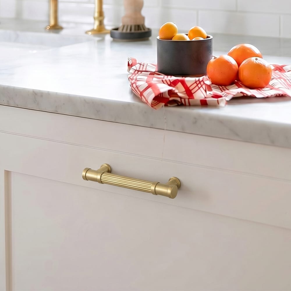 Goo-Ki Vintage Fluted Vintage Cabinet Pulls Textured Vertical Striped Bar Pulls for Kitchen Cabinets