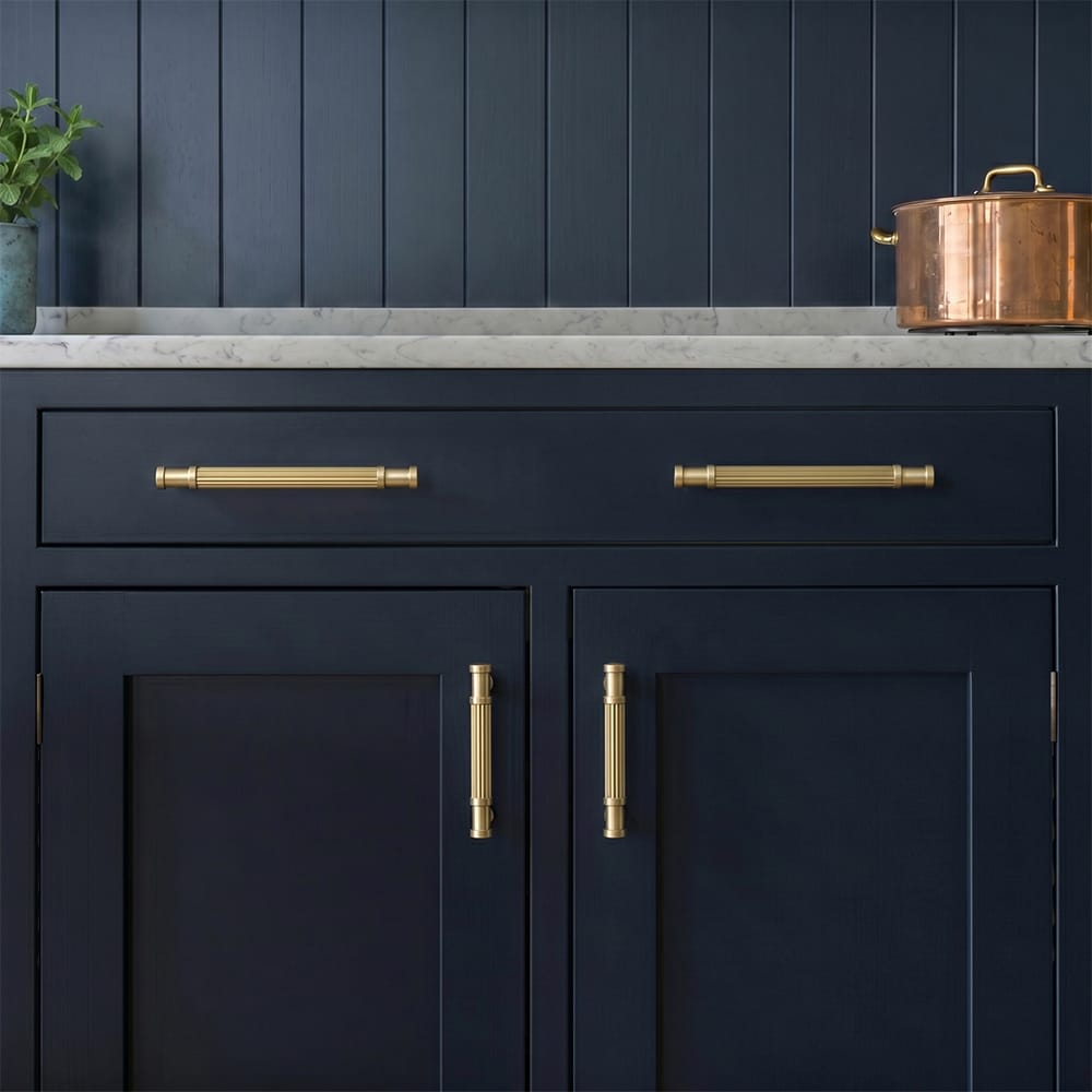 Goo-Ki Vintage Fluted Vintage Cabinet Pulls Textured Vertical Striped Bar Pulls for Kitchen Cabinets
