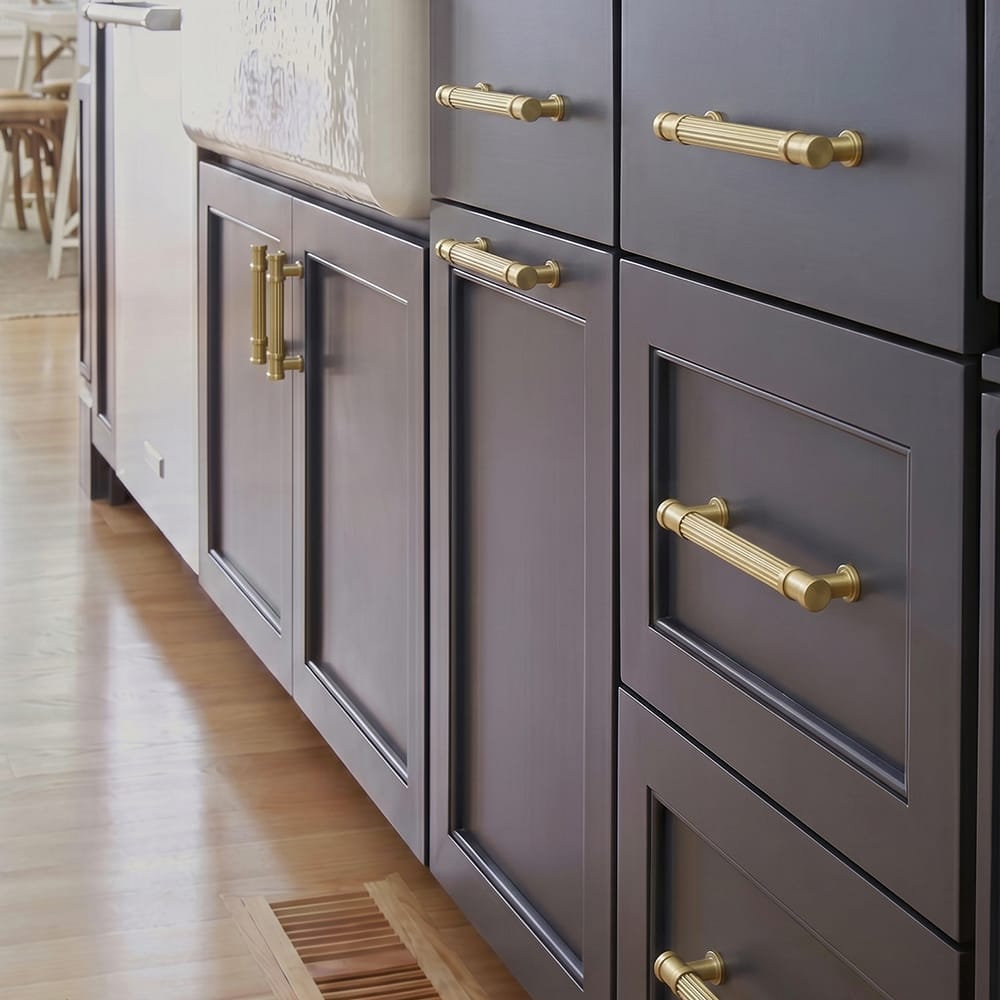 Goo-Ki Vintage Fluted Vintage Cabinet Pulls Textured Vertical Striped Bar Pulls for Kitchen Cabinets