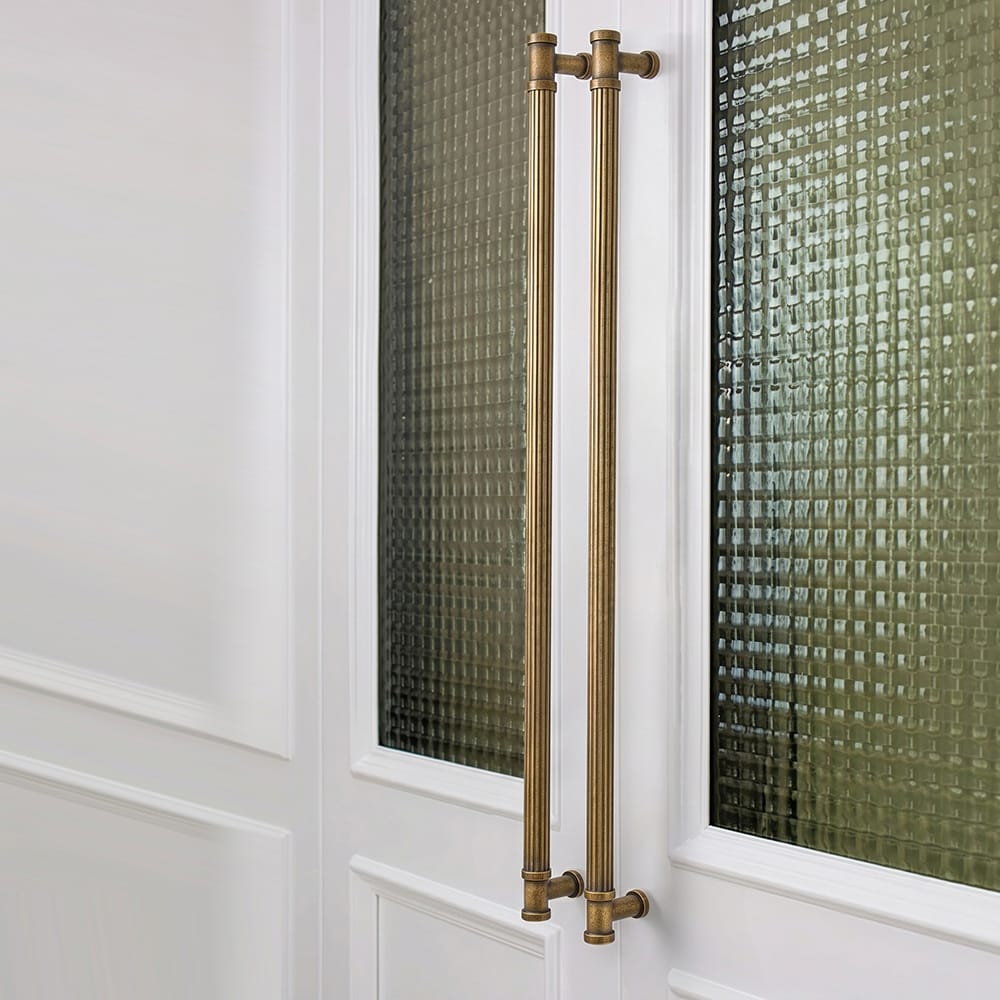 Goo-Ki Vintage Fluted Vintage Cabinet Pulls Textured Vertical Striped Bar Pulls for Kitchen Cabinets