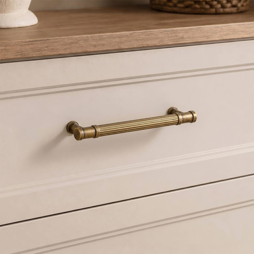 Goo-Ki Vintage Fluted Vintage Cabinet Pulls Textured Vertical Striped Bar Pulls for Kitchen Cabinets