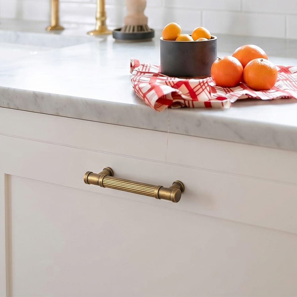 Goo-Ki Vintage Fluted Vintage Cabinet Pulls Textured Vertical Striped Bar Pulls for Kitchen Cabinets