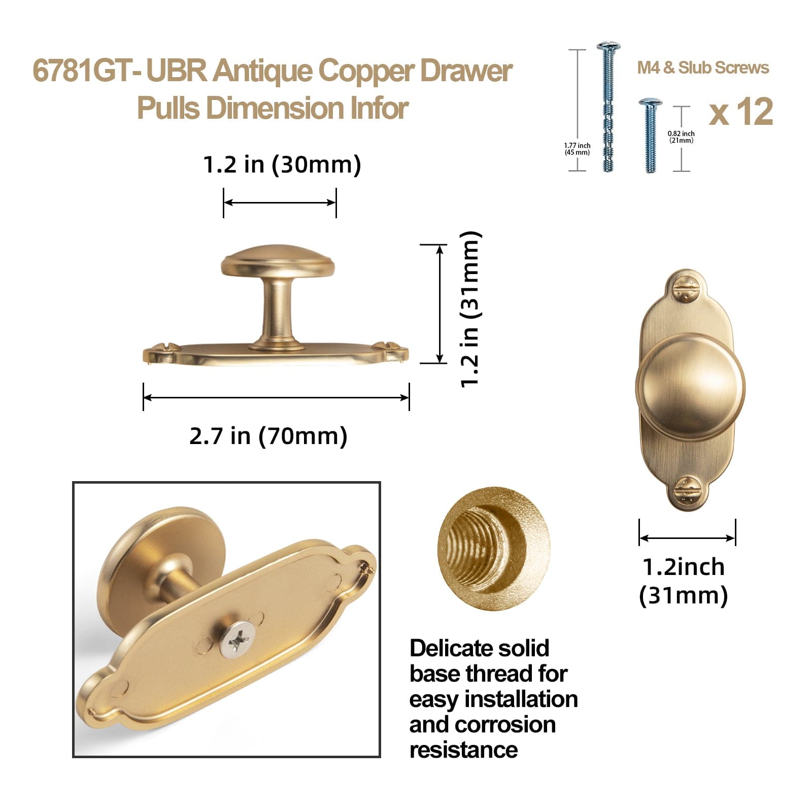 Goo-Ki Vintage Retro Bronze Drawer Knob Kitchen Hardware Single Hole Cabinet Knobs