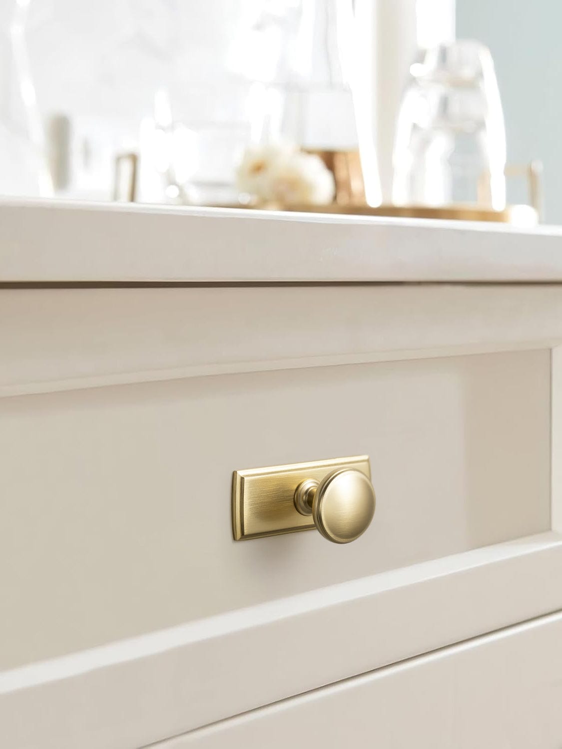 Goo-Ki Vintage Retro Bronze Drawer Knob Kitchen Hardware Single Hole Cabinet Knobs with Back Plate