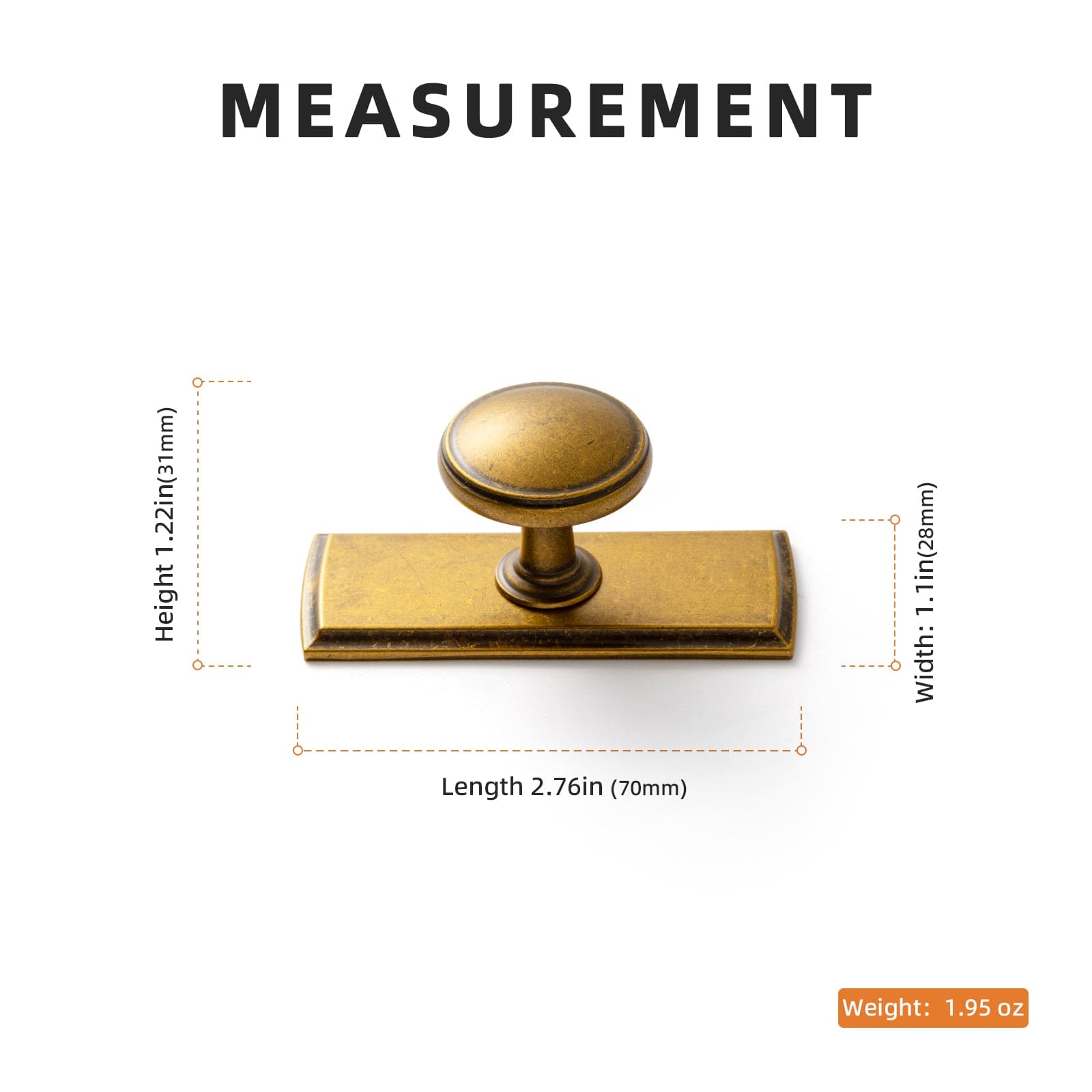 Goo-Ki Vintage Retro Bronze Drawer Knob Kitchen Hardware Single Hole Cabinet Knobs with Back Plate
