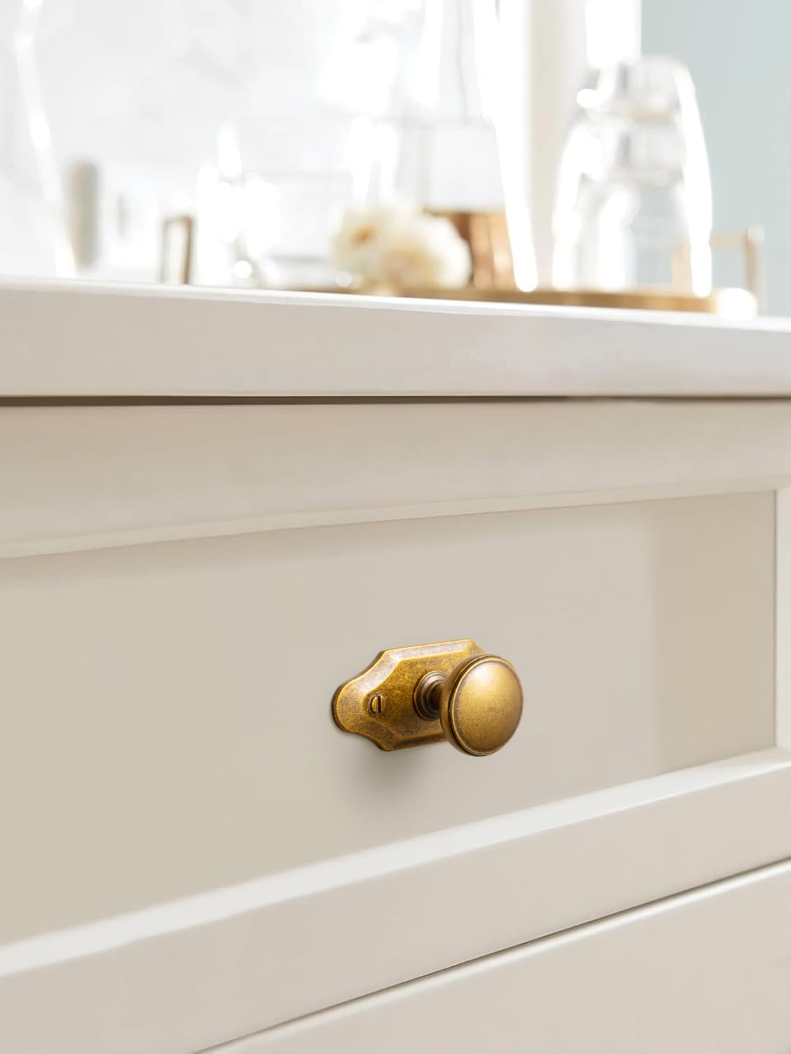 Goo-Ki Vintage Retro Bronze Drawer Knob Kitchen Hardware Single Hole Cabinet Knobs with Back Plate