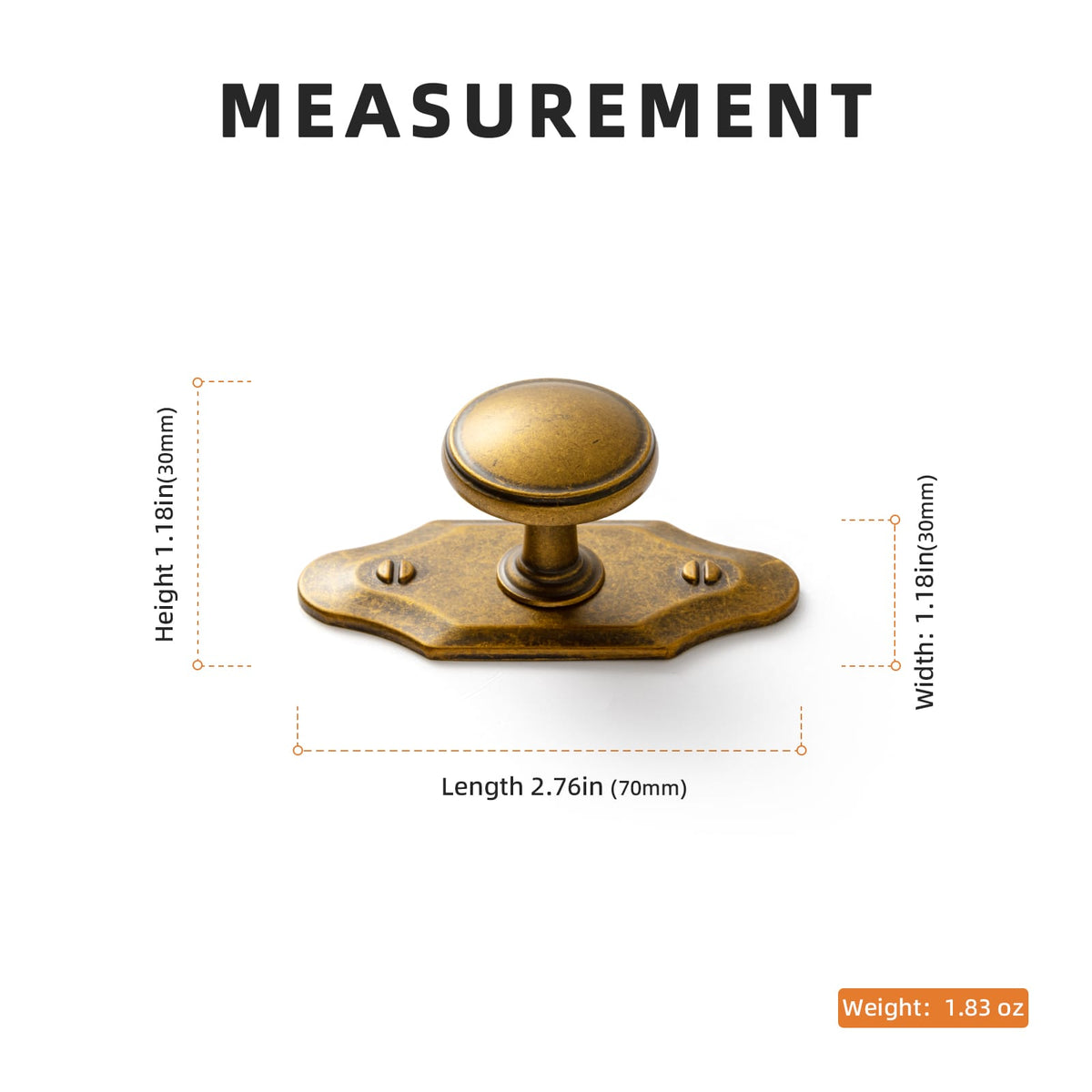 Goo-Ki Vintage Retro Bronze Drawer Knob Kitchen Hardware Single Hole Cabinet Knobs with Back Plate