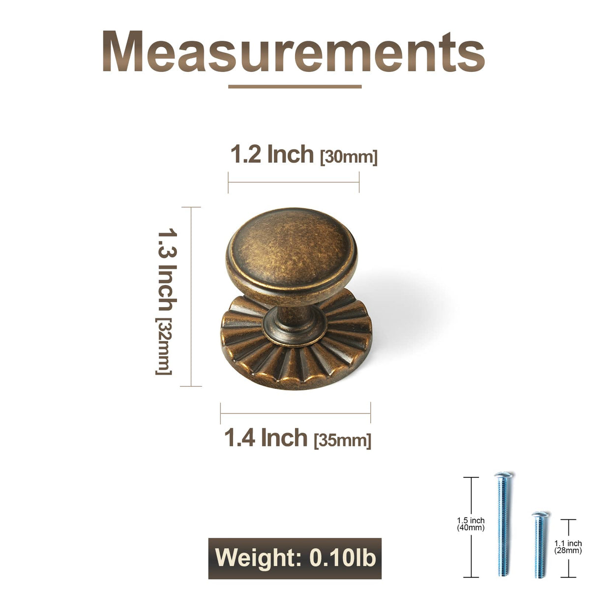Goo-Ki Vintage Retro Bronze Drawer Knob Kitchen Hardware Single Hole Cabinet Knobs with Back Plate