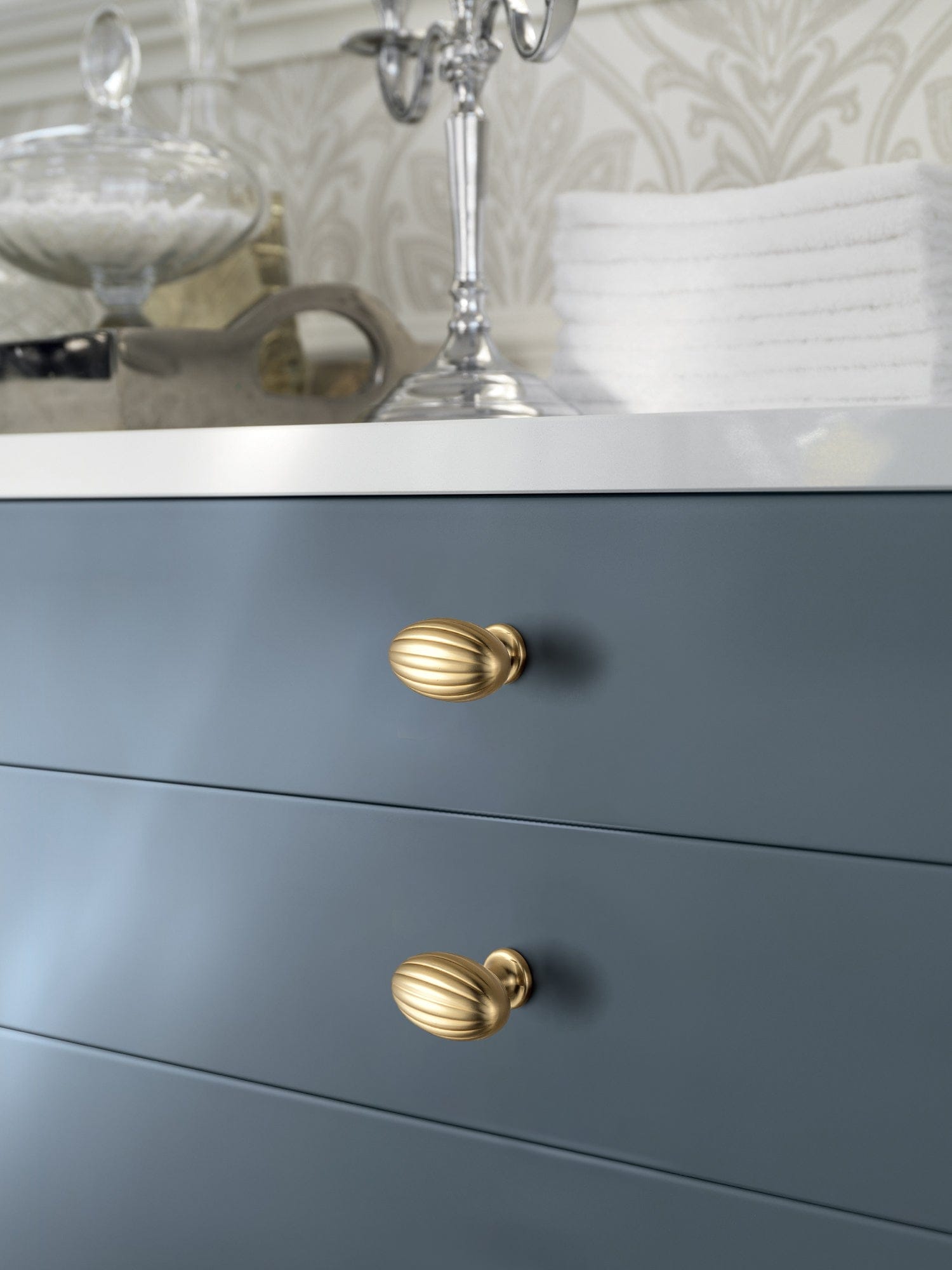 Goo-Ki Vintage Ribbed Oval Zinc Alloy Cabinet Knobs - Sturdy Hardware for Kitchen