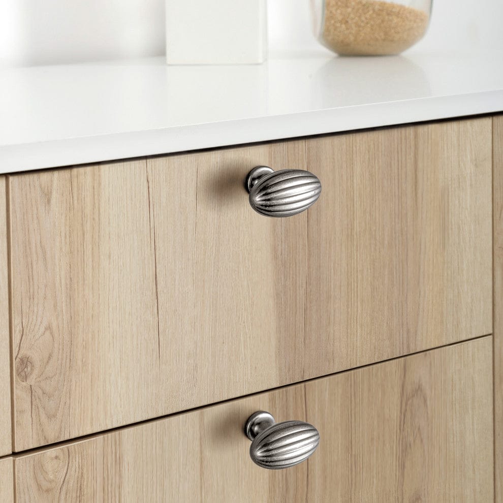 Goo-Ki Vintage Ribbed Oval Zinc Alloy Cabinet Knobs - Sturdy Hardware for Kitchen