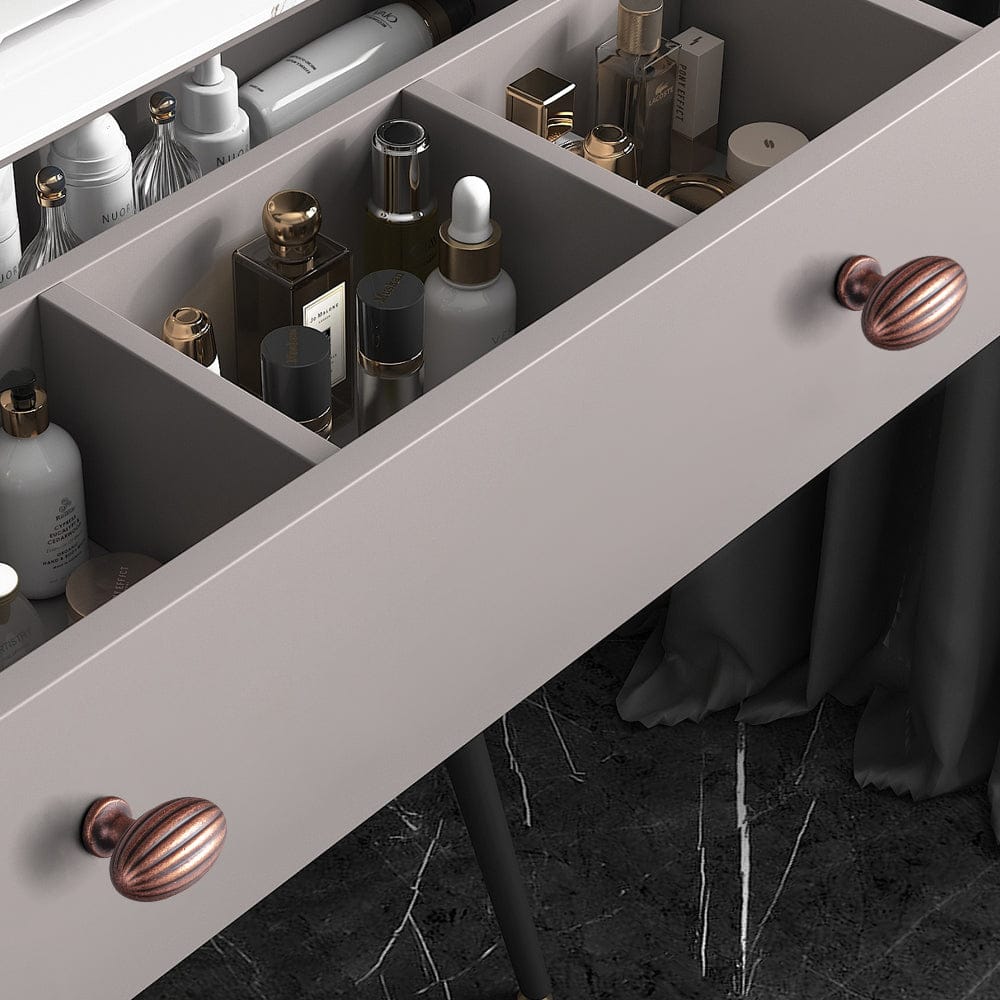 Goo-Ki Vintage Ribbed Oval Zinc Alloy Cabinet Knobs - Sturdy Hardware for Kitchen