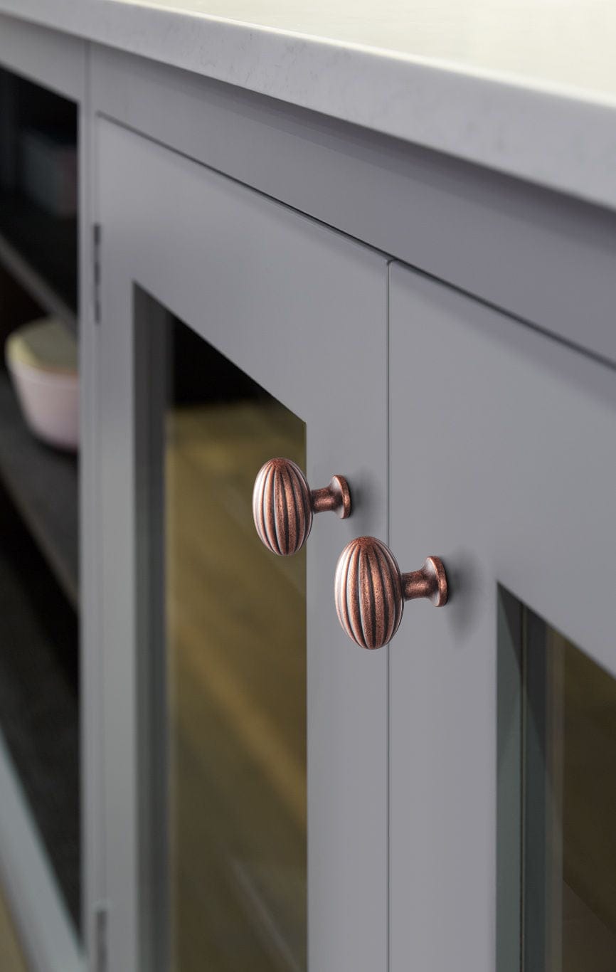 Goo-Ki Vintage Ribbed Oval Zinc Alloy Cabinet Knobs - Sturdy Hardware for Kitchen