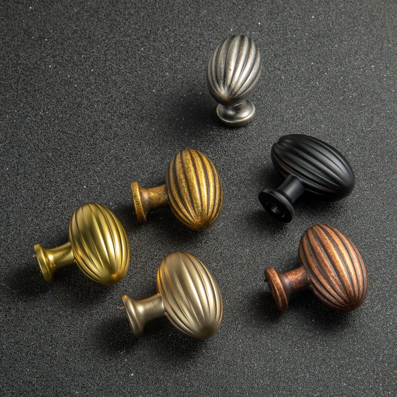 Goo-Ki Vintage Ribbed Oval Zinc Alloy Cabinet Knobs - Sturdy Hardware for Kitchen