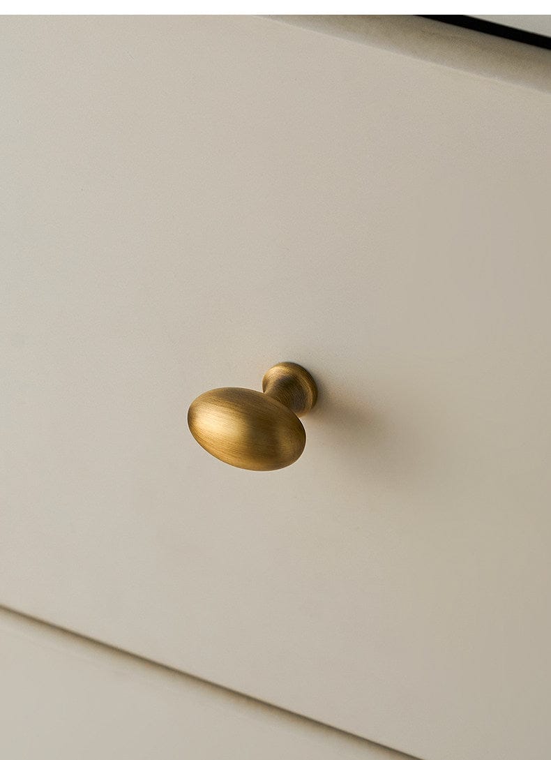 Goo-Ki Vintage Style Solid Brass Oval Pigeon Egg Shape 1.4 Inch Diameter Cabinet Knobs for Kitchen & Bathroom